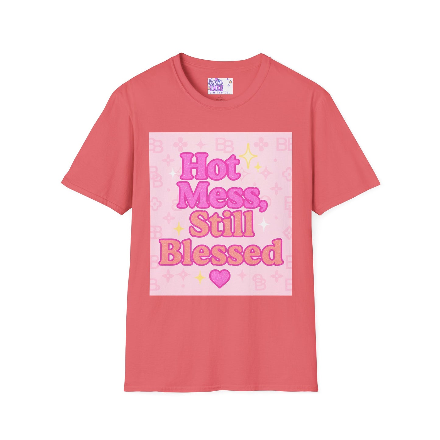 Hot Mess Still Blessed Unisex Softstyle Glam Tee - Fun & Comfortable Casual Wear