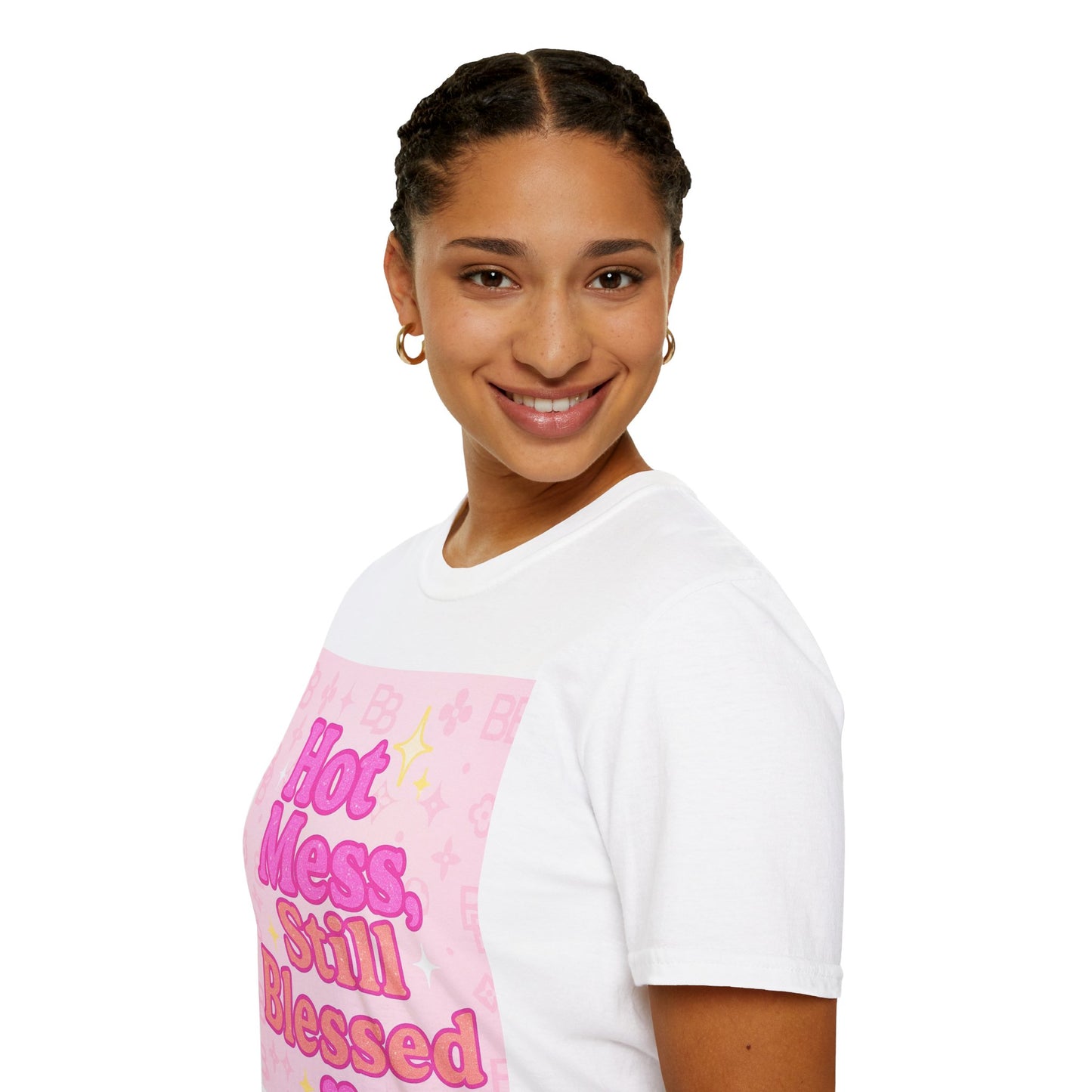 Hot Mess Still Blessed Unisex Softstyle Glam Tee - Fun & Comfortable Casual Wear