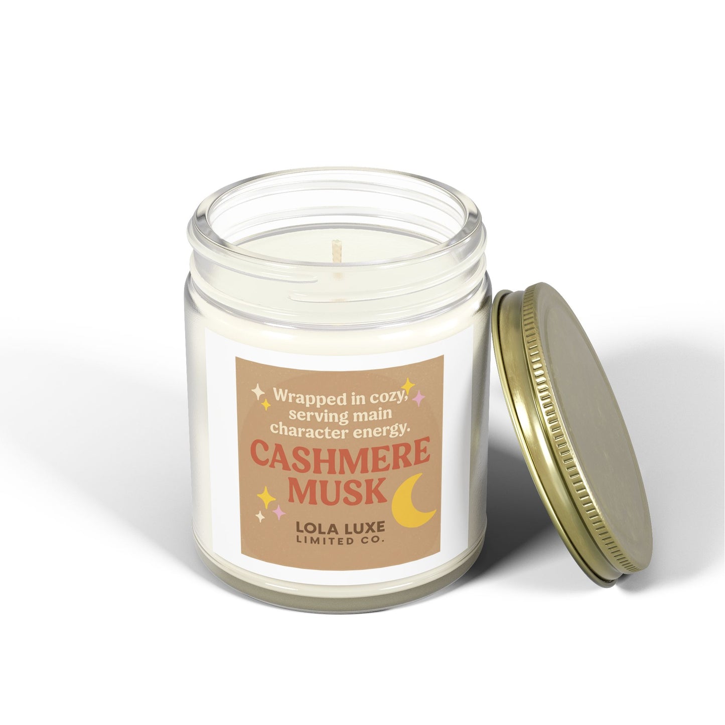 Cashmere Musk Scented Candles, Coconut Apricot Wax (4oz, 9oz)