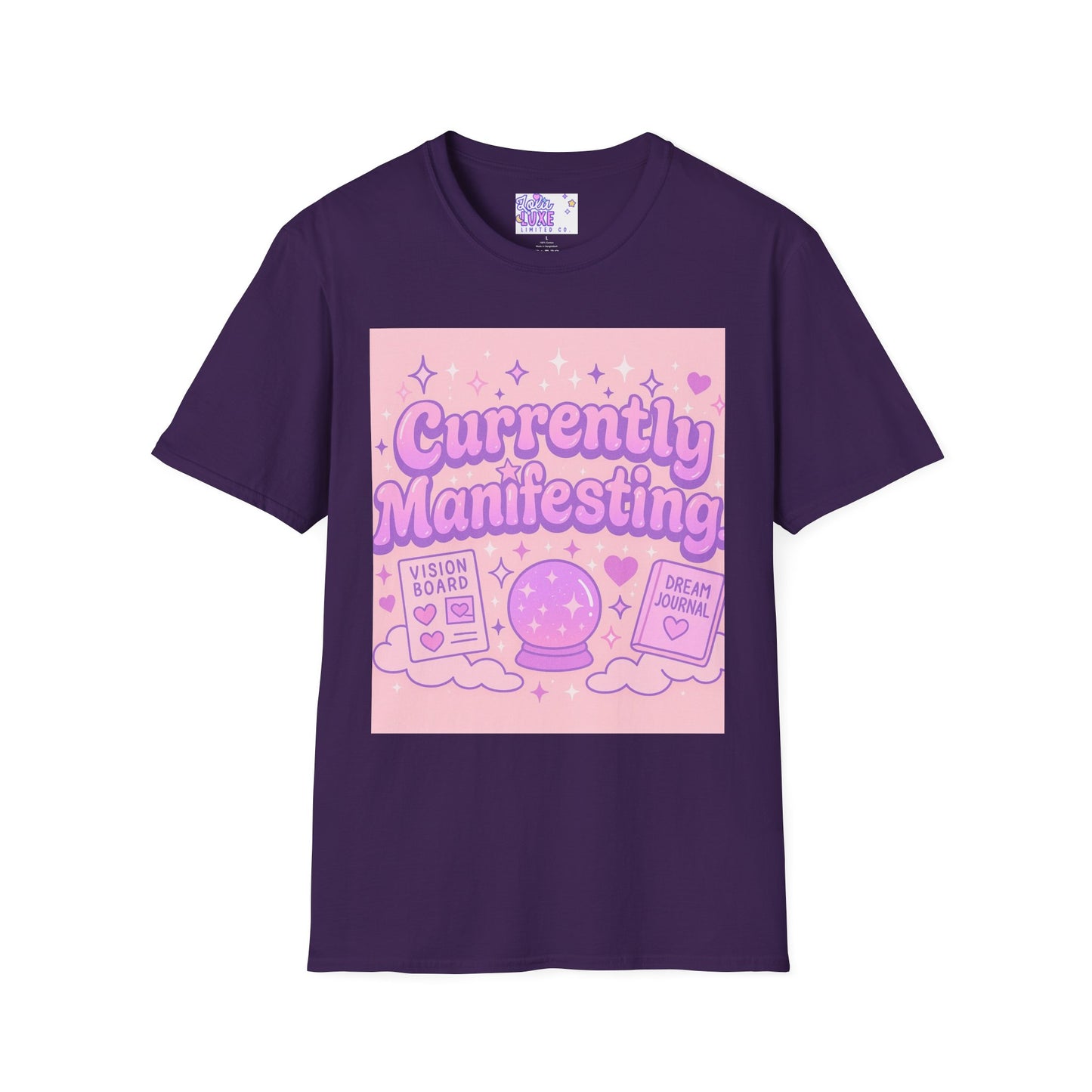 Currently Manifesting Unisex Softstyle Glam Tee - Positive Vibes for Dreamers & Creatives