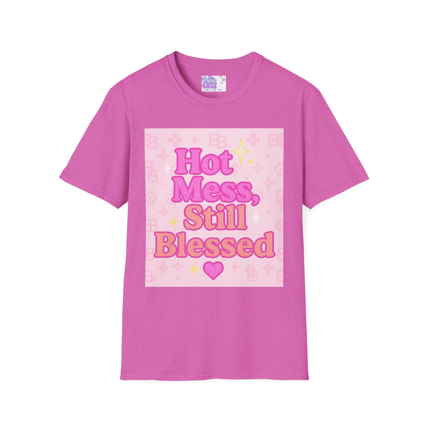 Hot Mess Still Blessed Unisex Softstyle Glam Tee - Fun & Comfortable Casual Wear