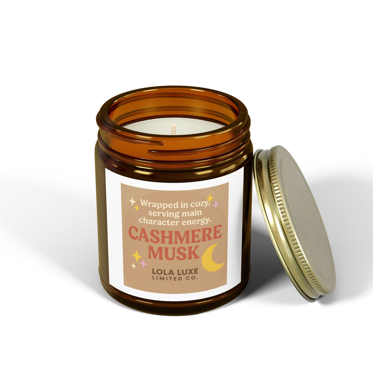 Cashmere Musk Scented Candles, Coconut Apricot Wax (4oz, 9oz)