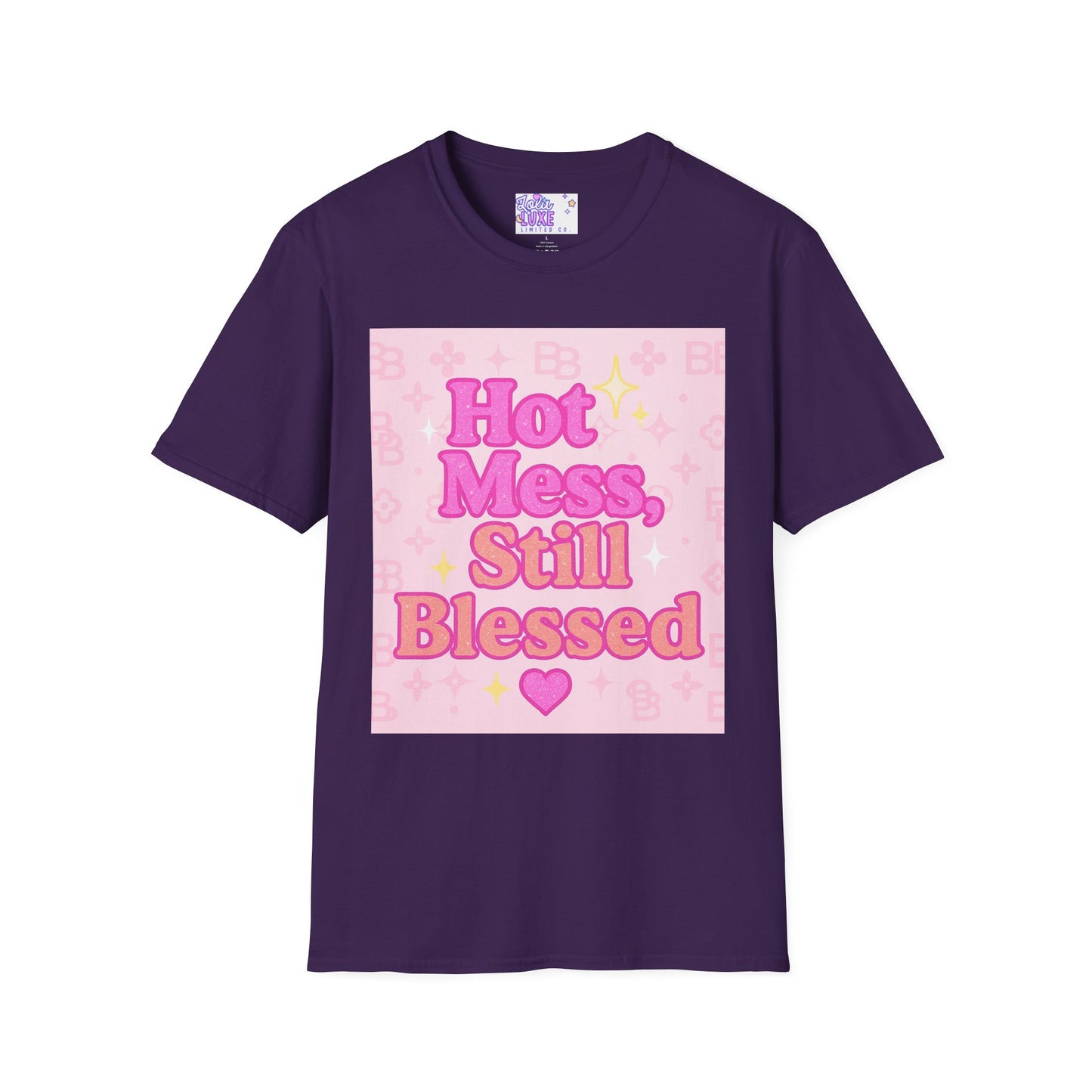 Hot Mess Still Blessed Unisex Softstyle Glam Tee - Fun & Comfortable Casual Wear