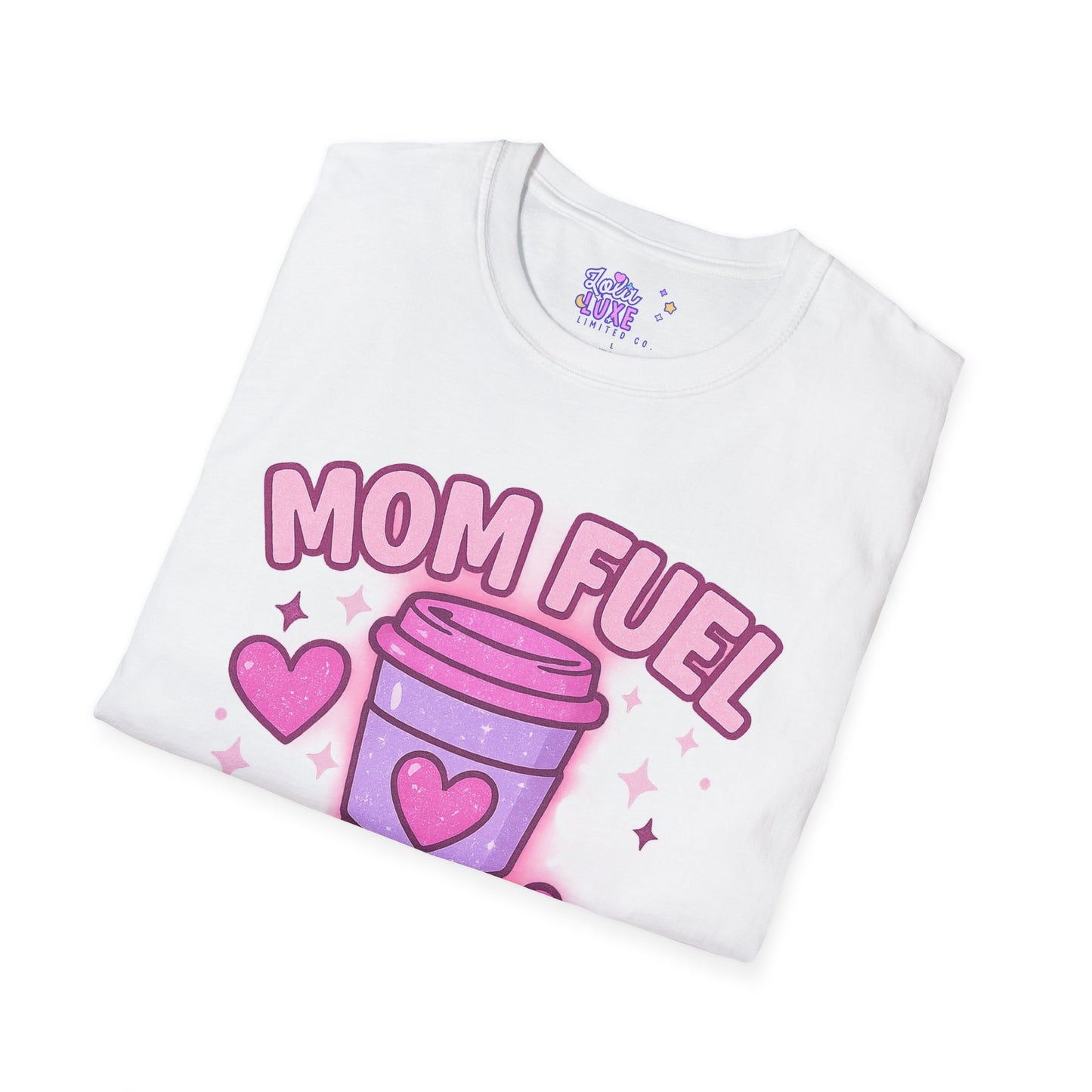 Mom Fuel T-Shirt - Coffee, Chaos & Cuddles - Fun Unisex Softstyle Glam Tee