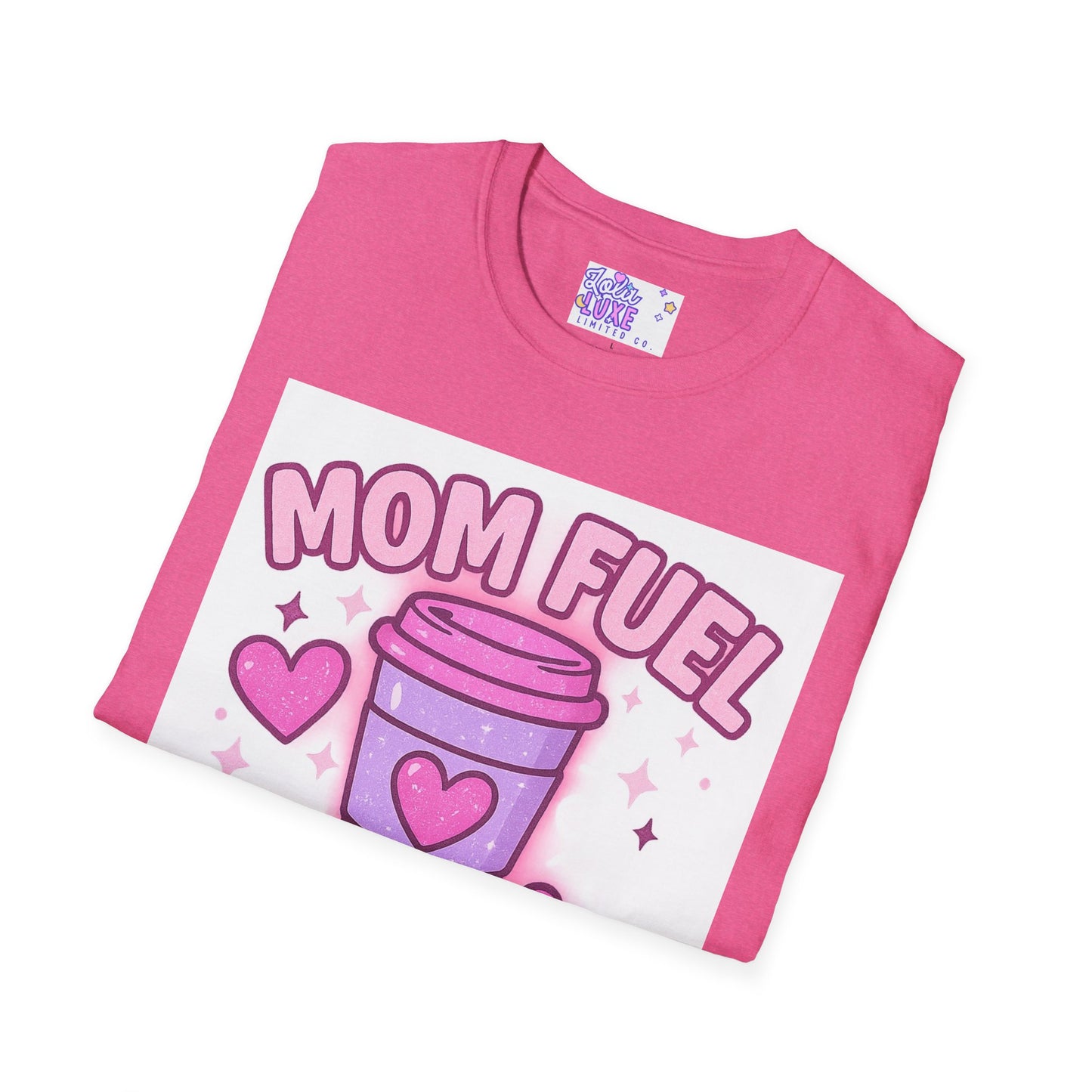 Mom Fuel T-Shirt - Coffee, Chaos & Cuddles - Fun Unisex Softstyle Glam Tee