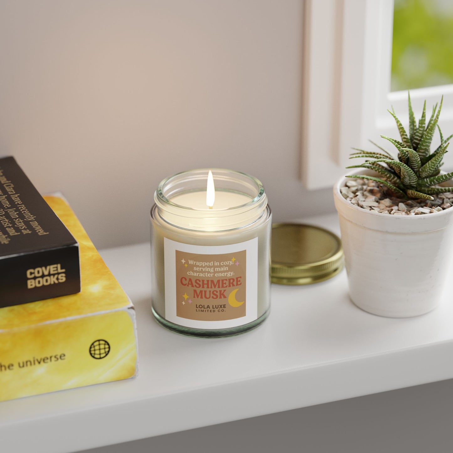 Cashmere Musk Scented Candles, Coconut Apricot Wax (4oz, 9oz)