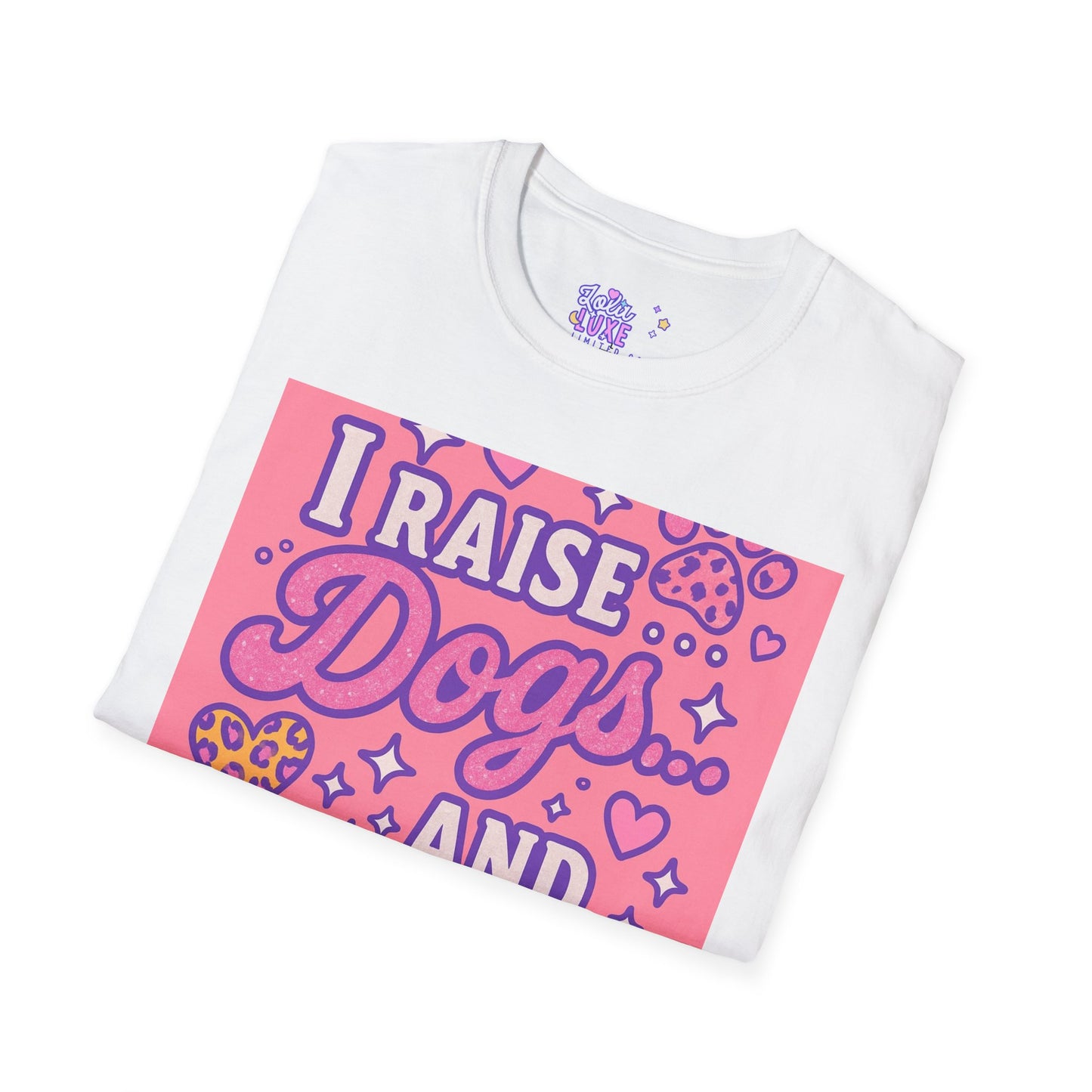 I Raise Dogs and Standards T-Shirt | Unisex Softstyle Glam Tee for Dog Lovers