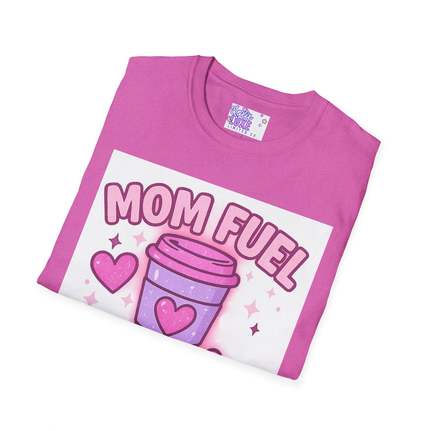 Mom Fuel T-Shirt - Coffee, Chaos & Cuddles - Fun Unisex Softstyle Glam Tee