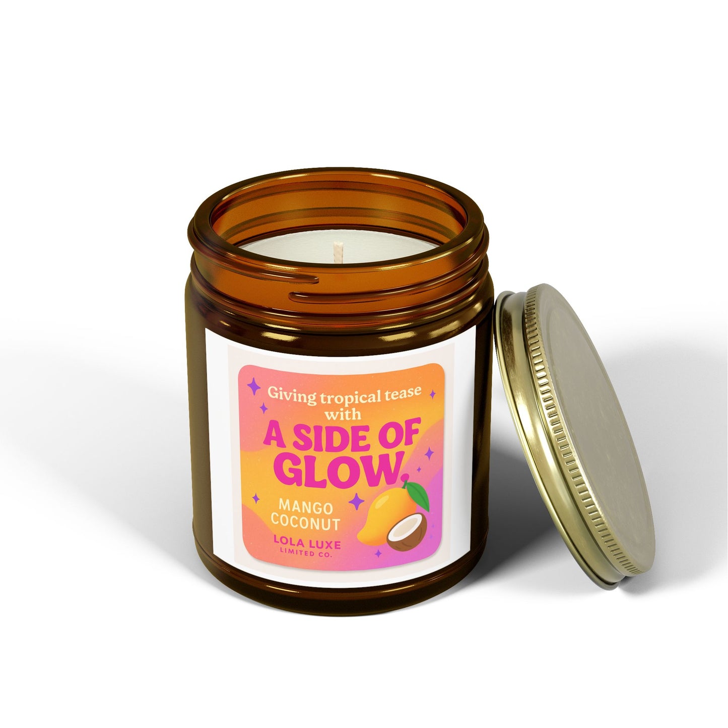 Mango Coconut Scented Candles, Coconut Apricot Wax (4oz, 9oz)