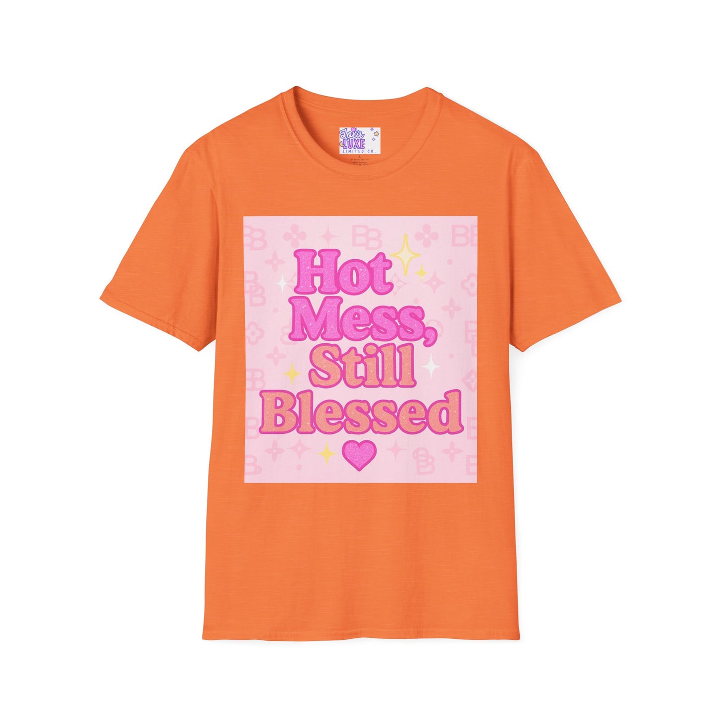 Hot Mess Still Blessed Unisex Softstyle Glam Tee - Fun & Comfortable Casual Wear