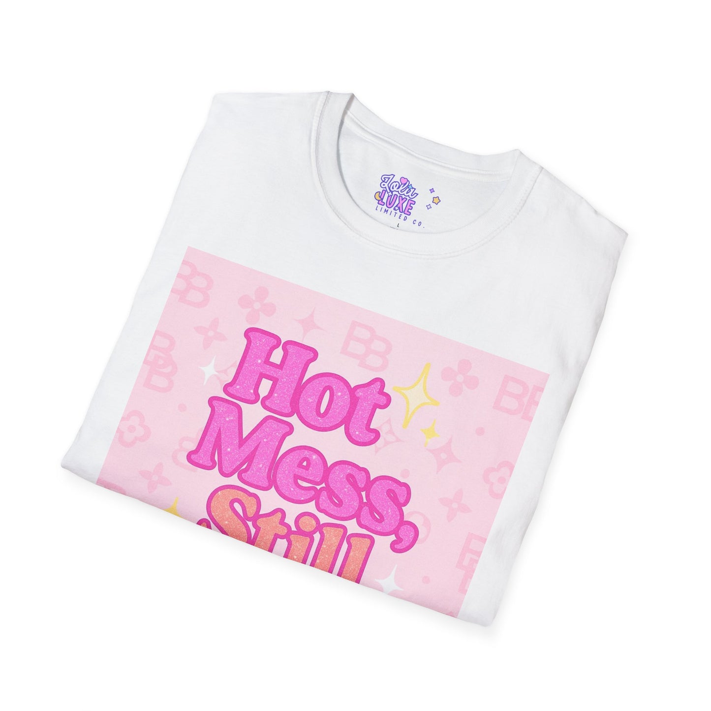 Hot Mess Still Blessed Unisex Softstyle Glam Tee - Fun & Comfortable Casual Wear