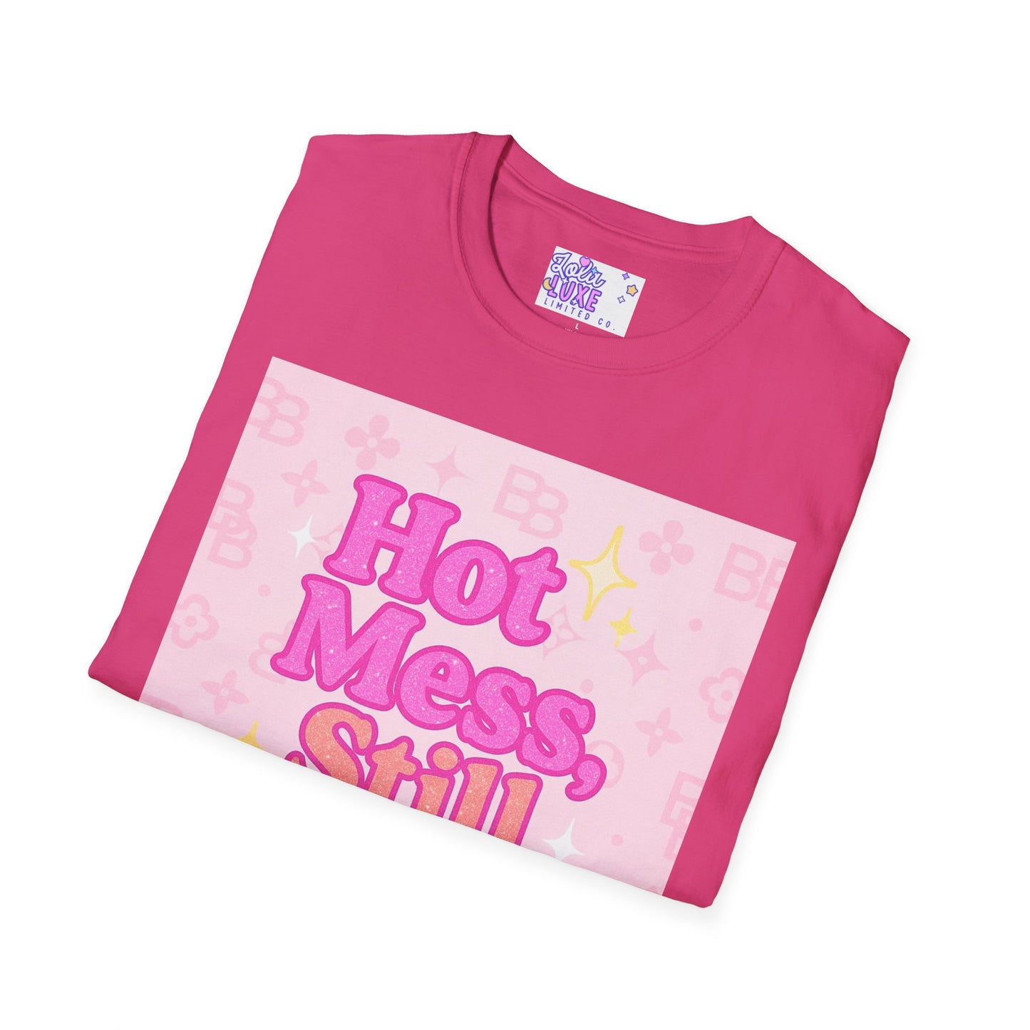 Hot Mess Still Blessed Unisex Softstyle Glam Tee - Fun & Comfortable Casual Wear