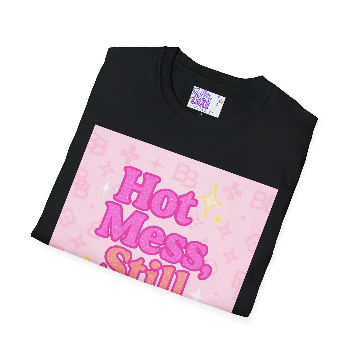 Hot Mess Still Blessed Unisex Softstyle Glam Tee - Fun & Comfortable Casual Wear