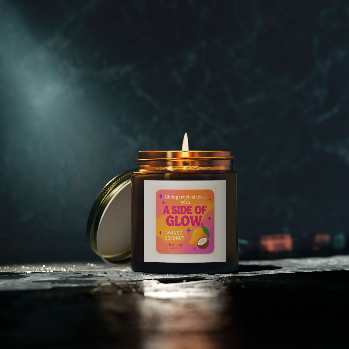 Mango Coconut Scented Candles, Coconut Apricot Wax (4oz, 9oz)