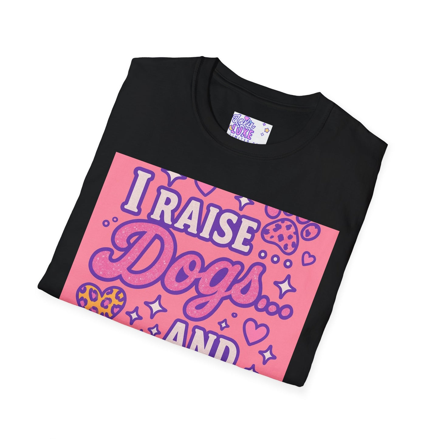 I Raise Dogs and Standards T-Shirt | Unisex Softstyle Glam Tee for Dog Lovers