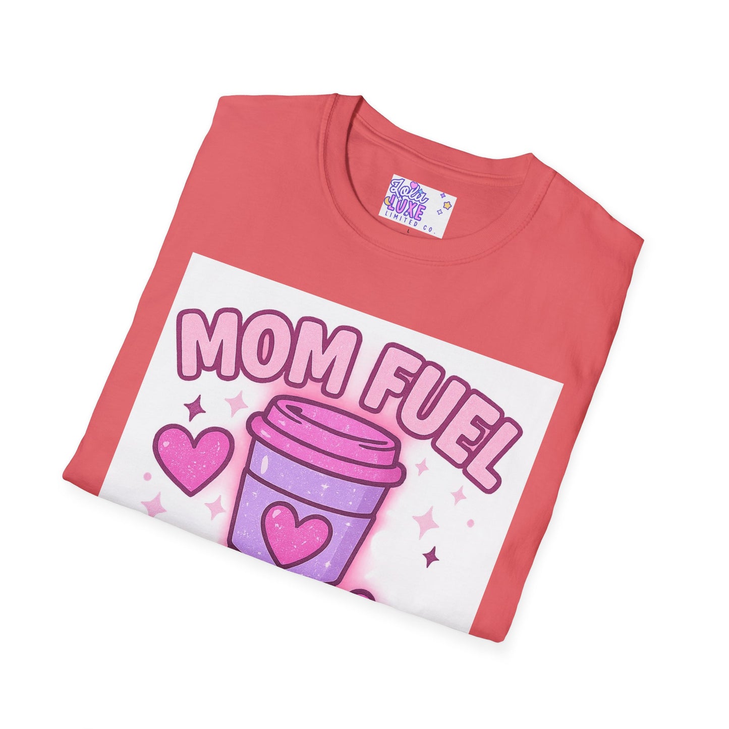 Mom Fuel T-Shirt - Coffee, Chaos & Cuddles - Fun Unisex Softstyle Glam Tee