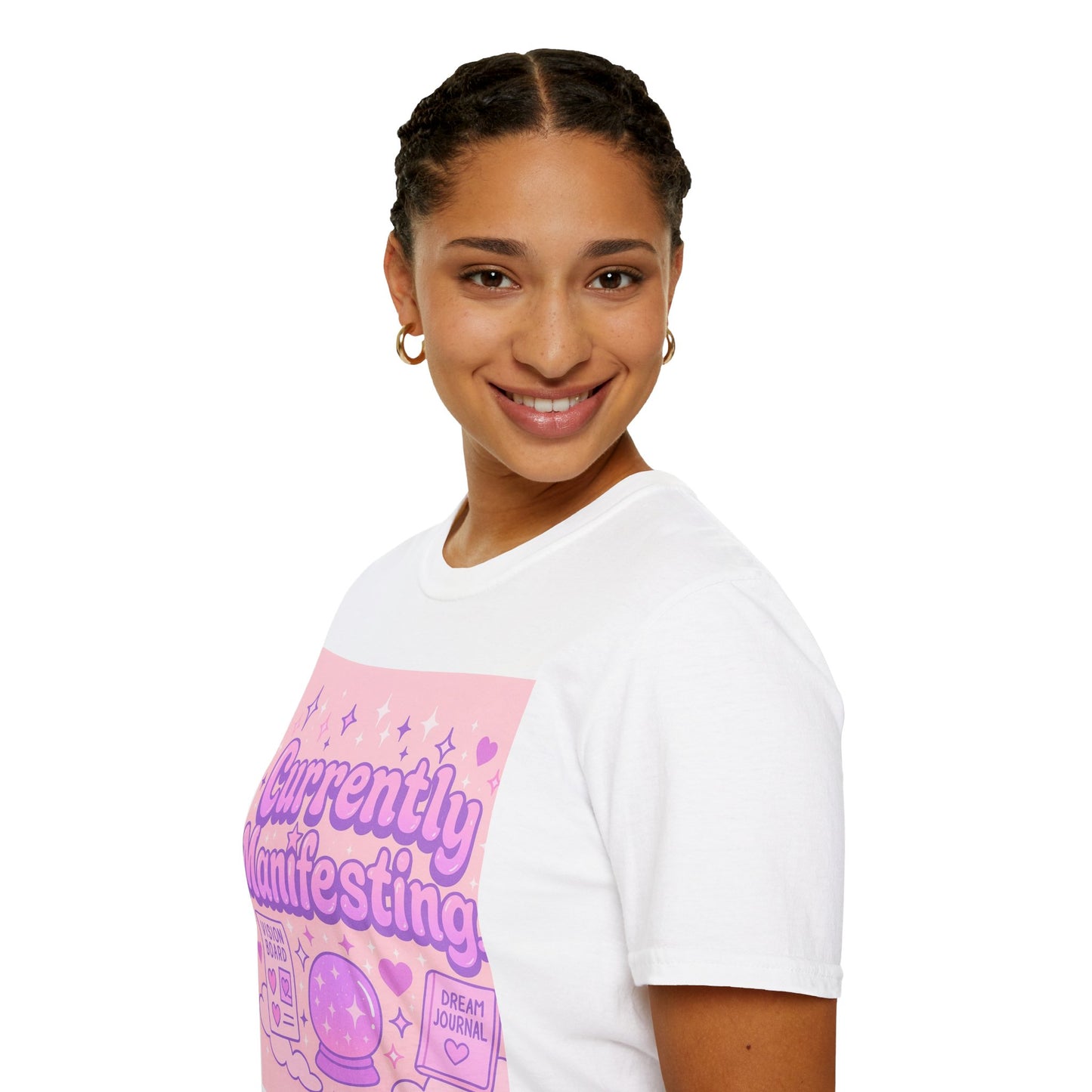 Currently Manifesting Unisex Softstyle Glam Tee - Positive Vibes for Dreamers & Creatives