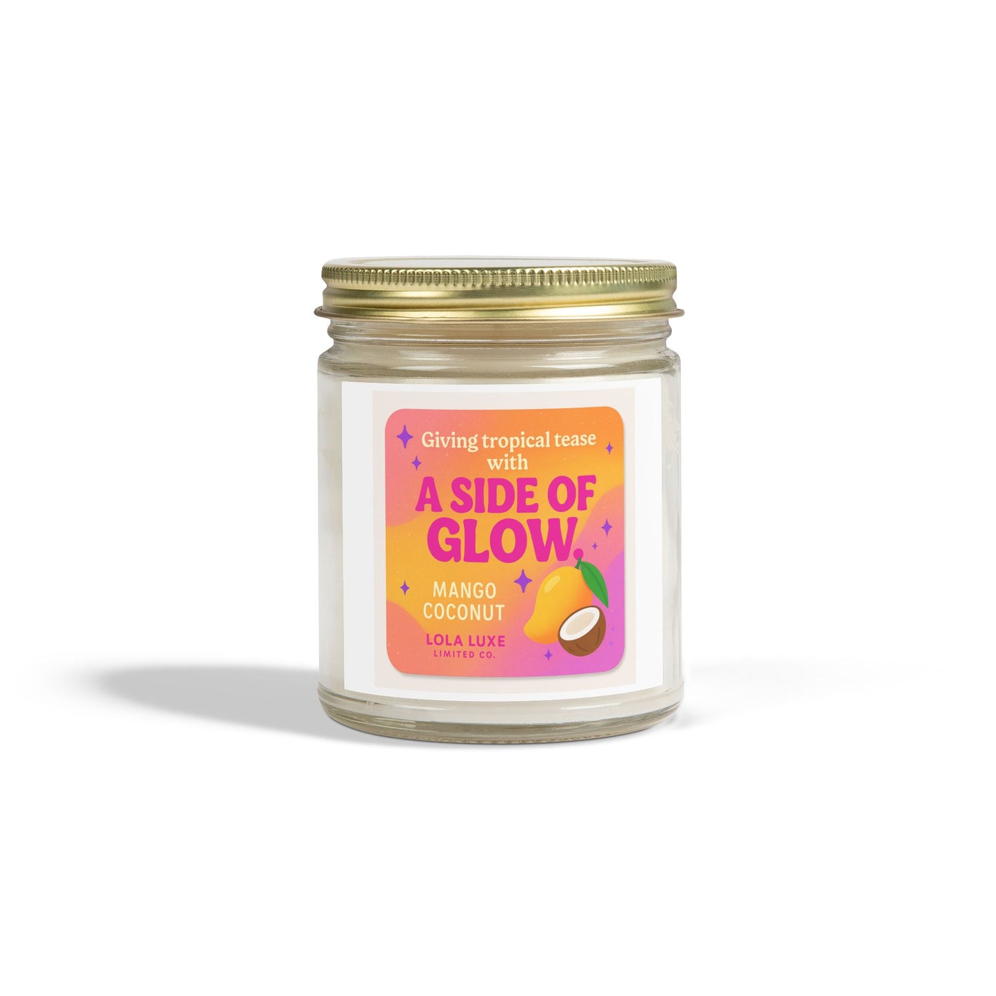 Mango Coconut Scented Candles, Coconut Apricot Wax (4oz, 9oz)