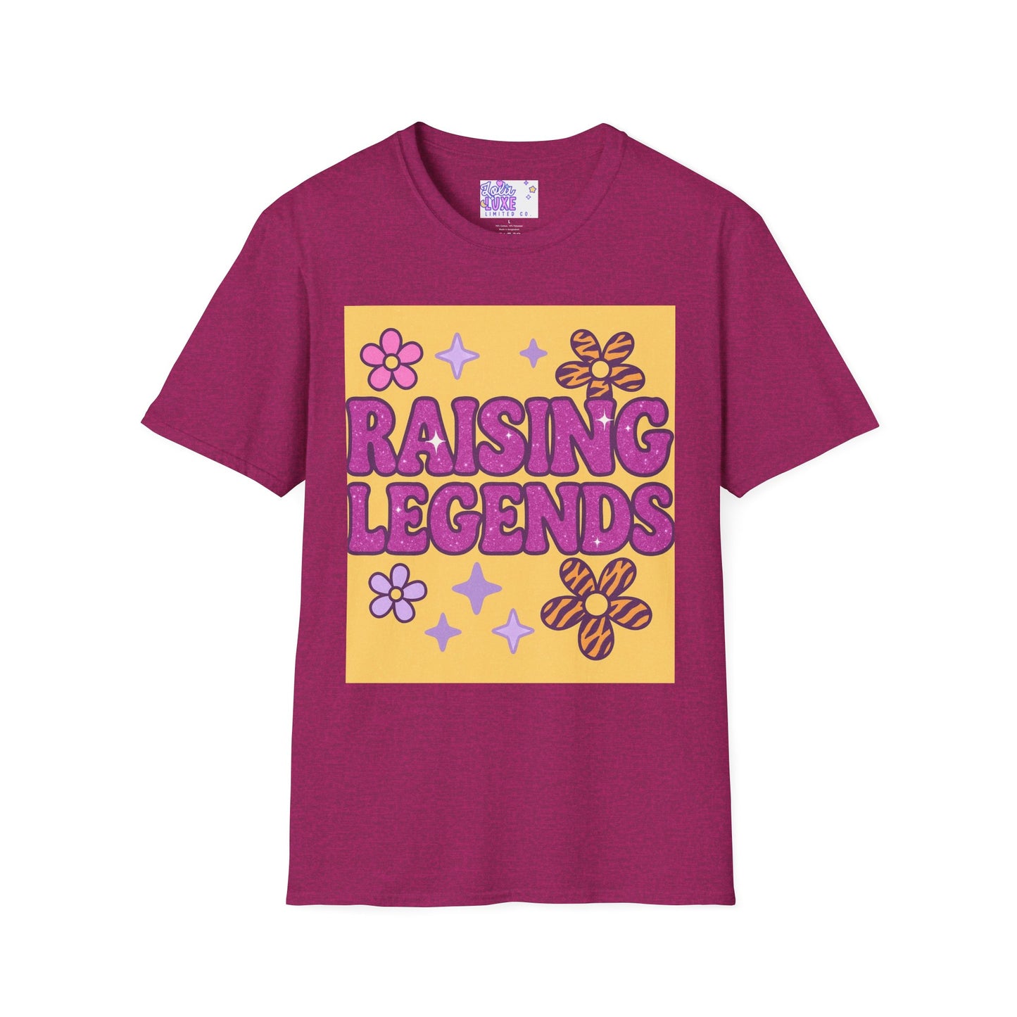 Raising Legends Unisex Softstyle T-Shirt - Vibrant Floral Design for Celebrations