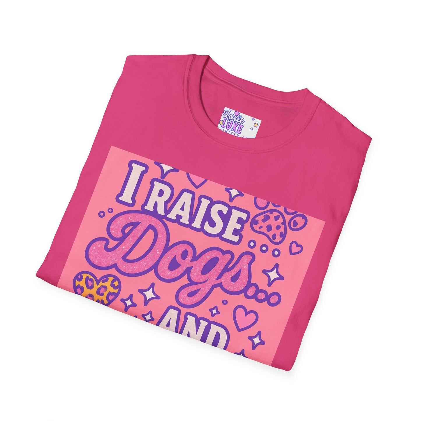 I Raise Dogs and Standards T-Shirt | Unisex Softstyle Glam Tee for Dog Lovers