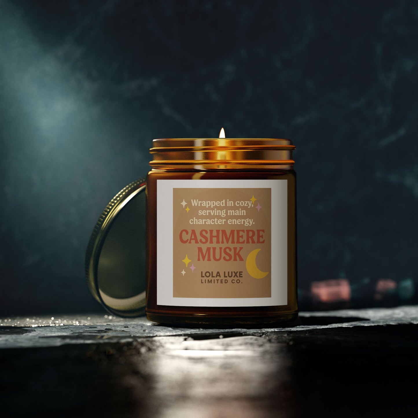 Cashmere Musk Scented Candles, Coconut Apricot Wax (4oz, 9oz)
