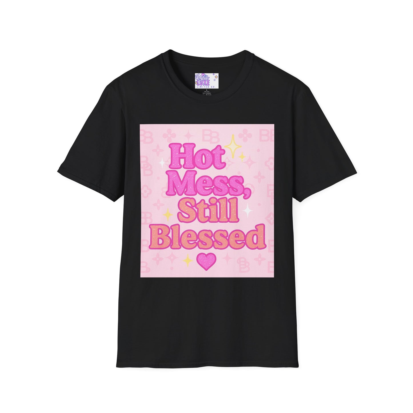 Hot Mess Still Blessed Unisex Softstyle Glam Tee - Fun & Comfortable Casual Wear