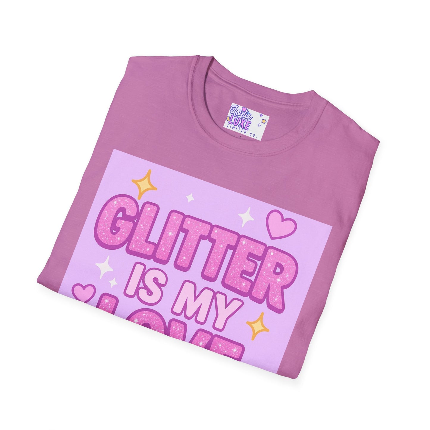 Glitter Is My Love Language Unisex Softstyle Glam Tee