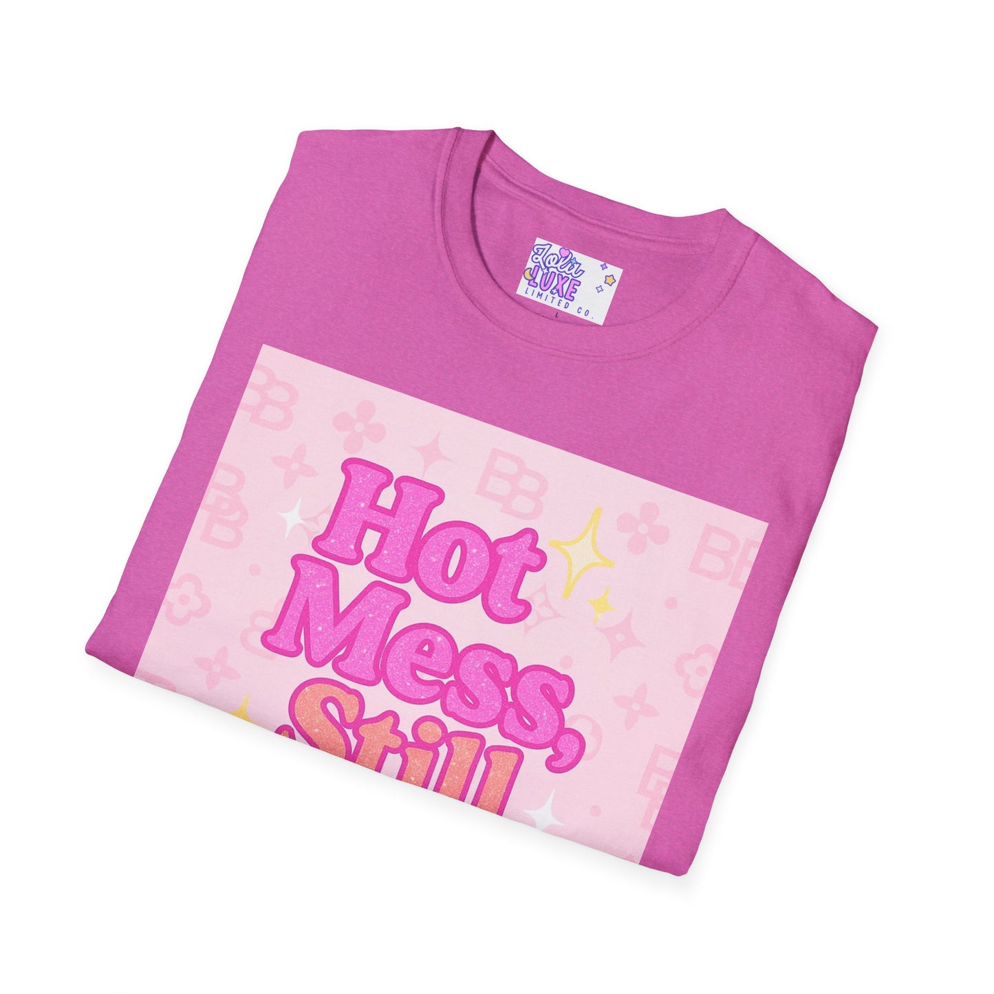 Hot Mess Still Blessed Unisex Softstyle Glam Tee - Fun & Comfortable Casual Wear