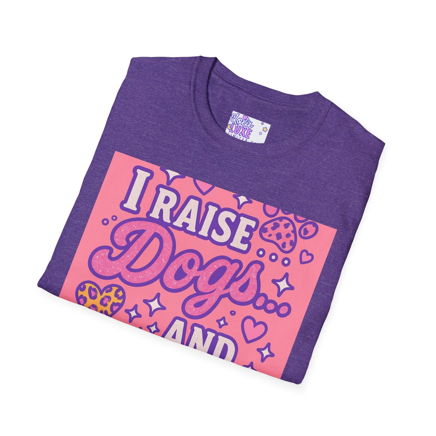 I Raise Dogs and Standards T-Shirt | Unisex Softstyle Glam Tee for Dog Lovers
