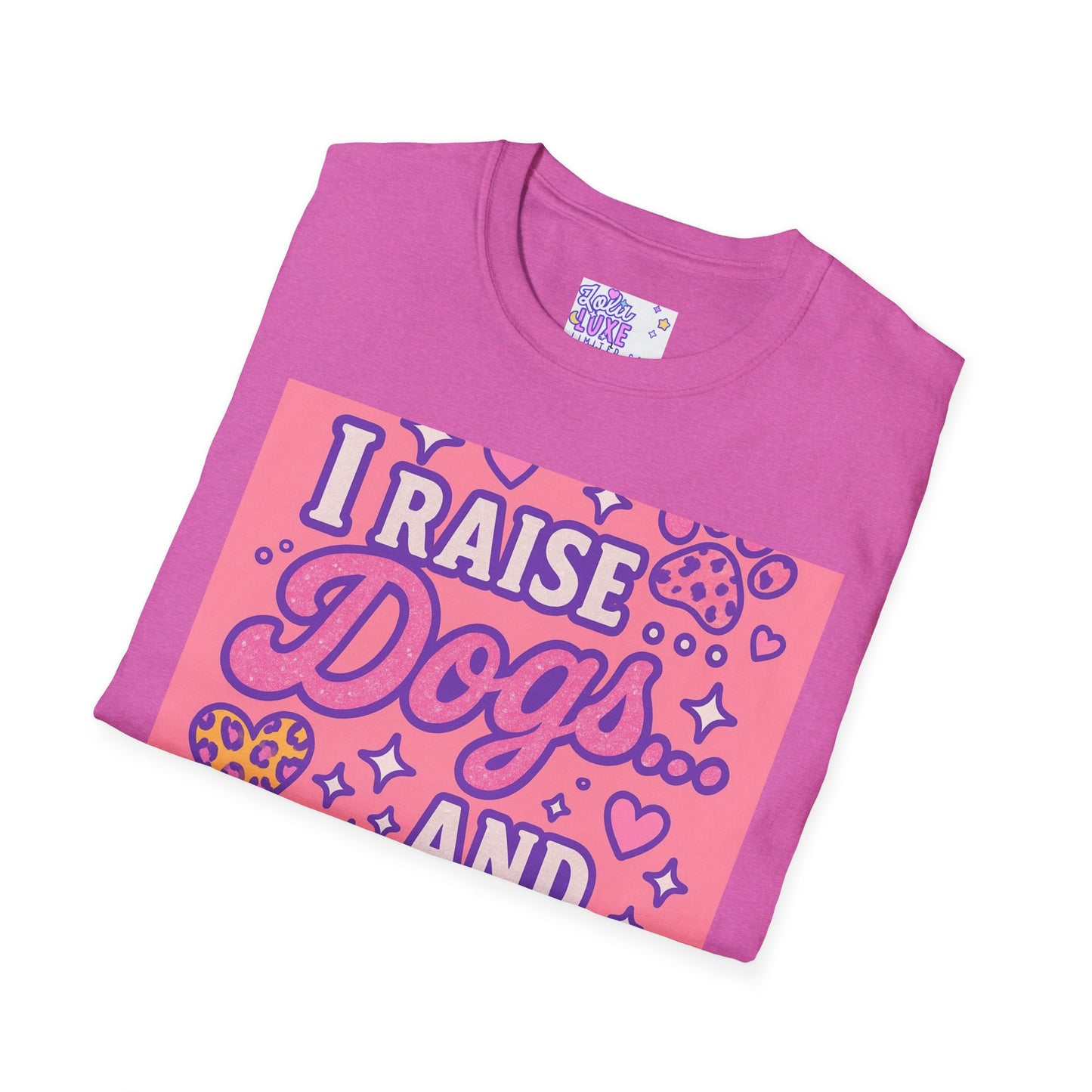I Raise Dogs and Standards T-Shirt | Unisex Softstyle Glam Tee for Dog Lovers