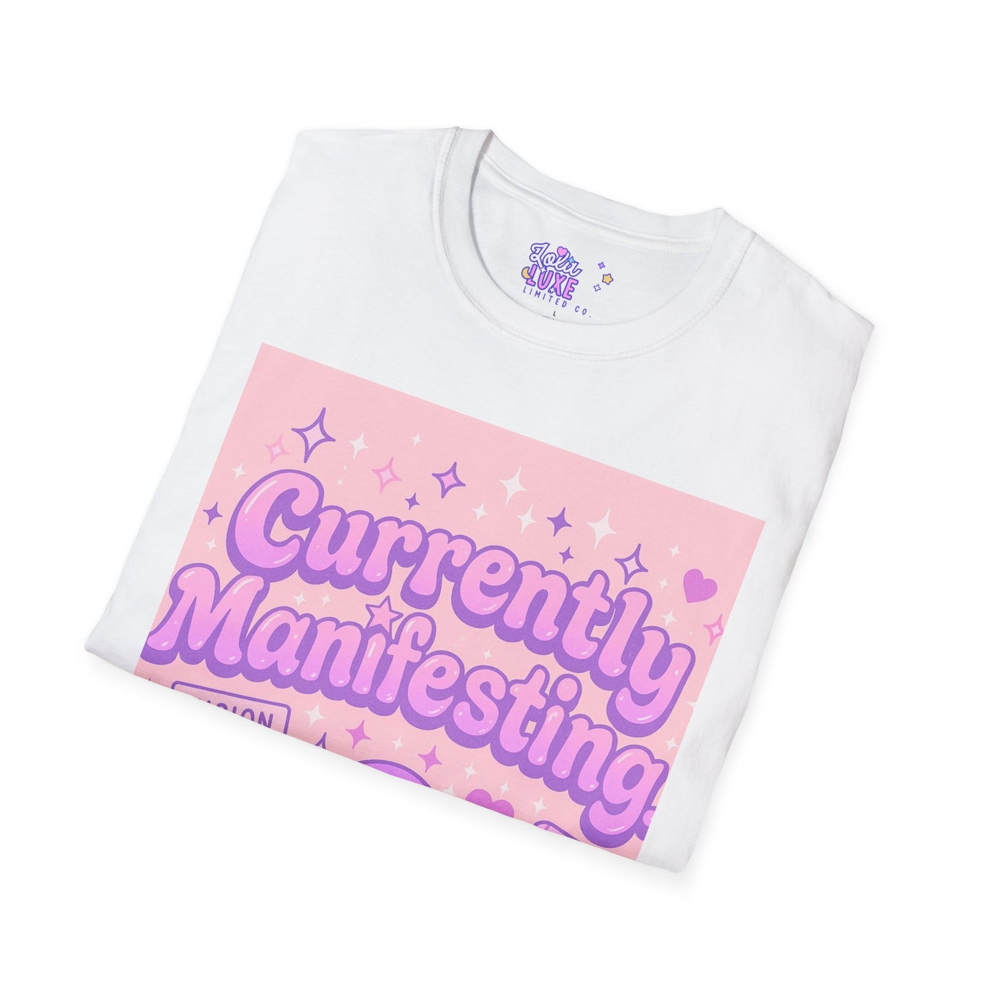 Currently Manifesting Unisex Softstyle Glam Tee - Positive Vibes for Dreamers & Creatives