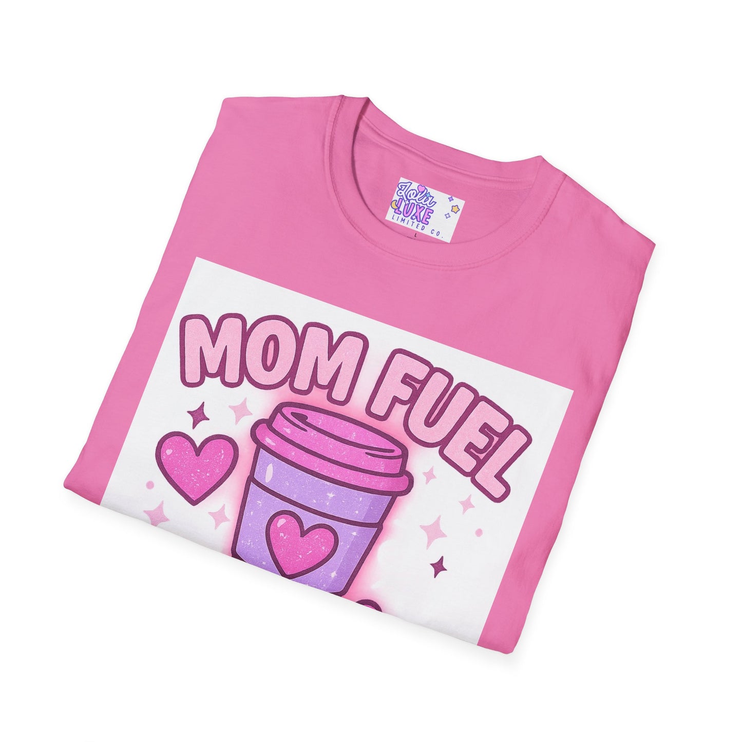 Mom Fuel T-Shirt - Coffee, Chaos & Cuddles - Fun Unisex Softstyle Glam Tee