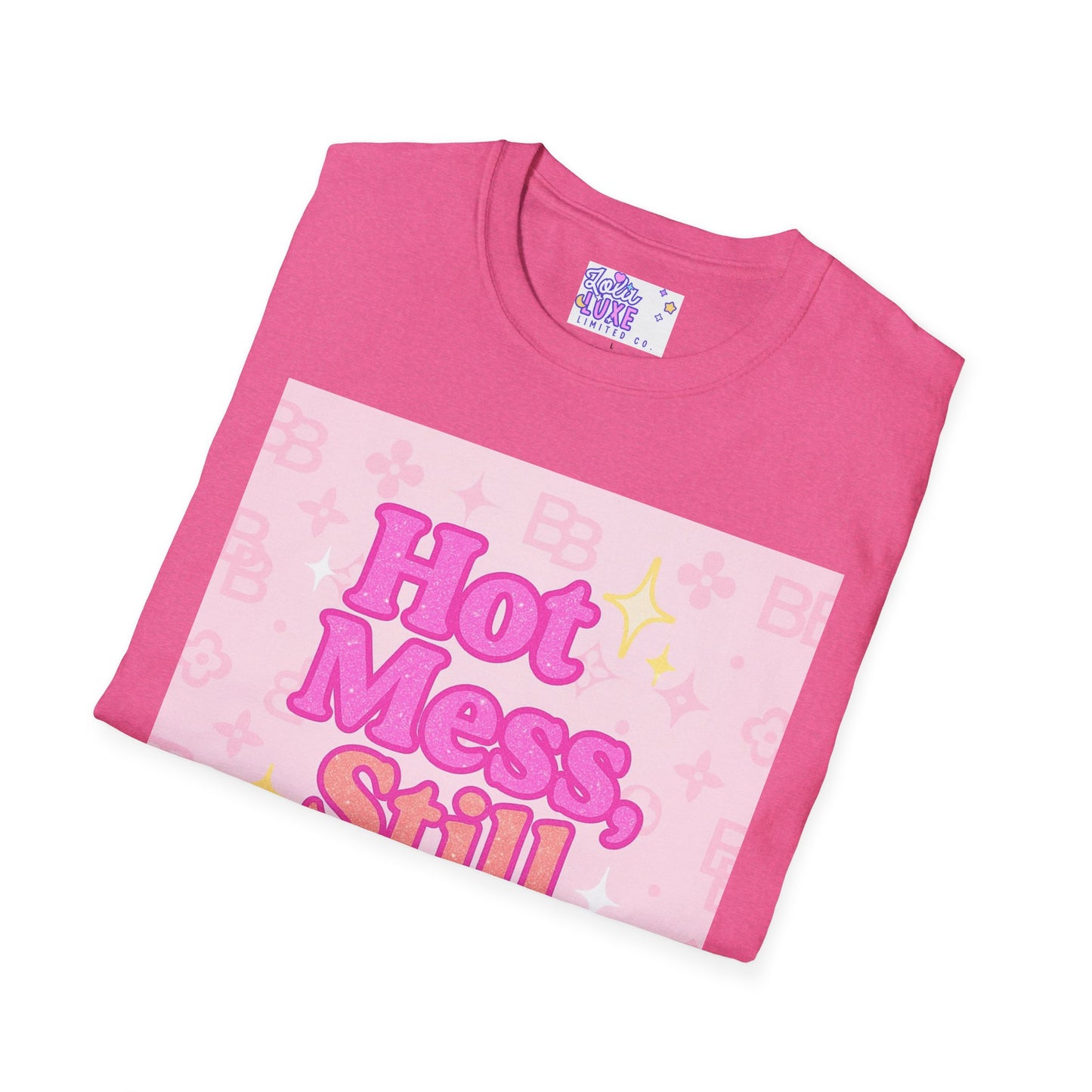 Hot Mess Still Blessed Unisex Softstyle Glam Tee - Fun & Comfortable Casual Wear