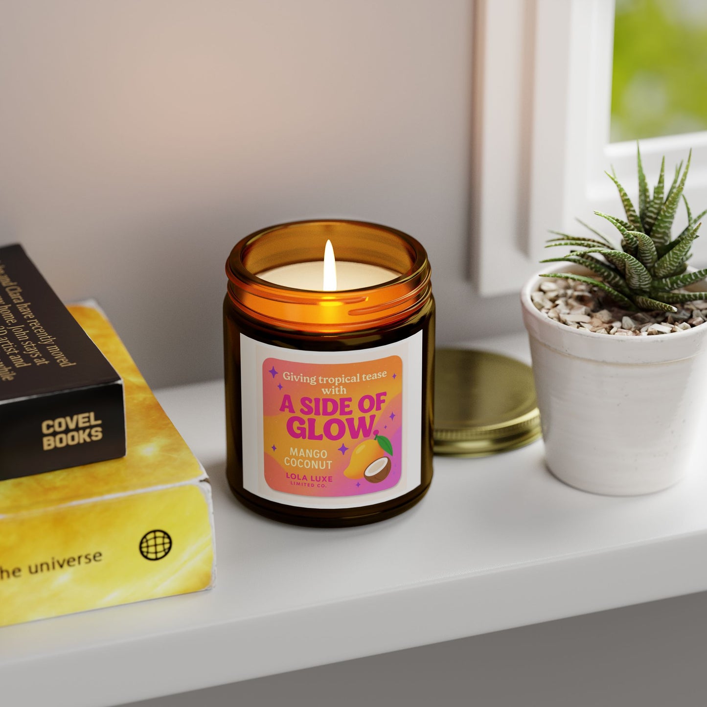 Mango Coconut Scented Candles, Coconut Apricot Wax (4oz, 9oz)