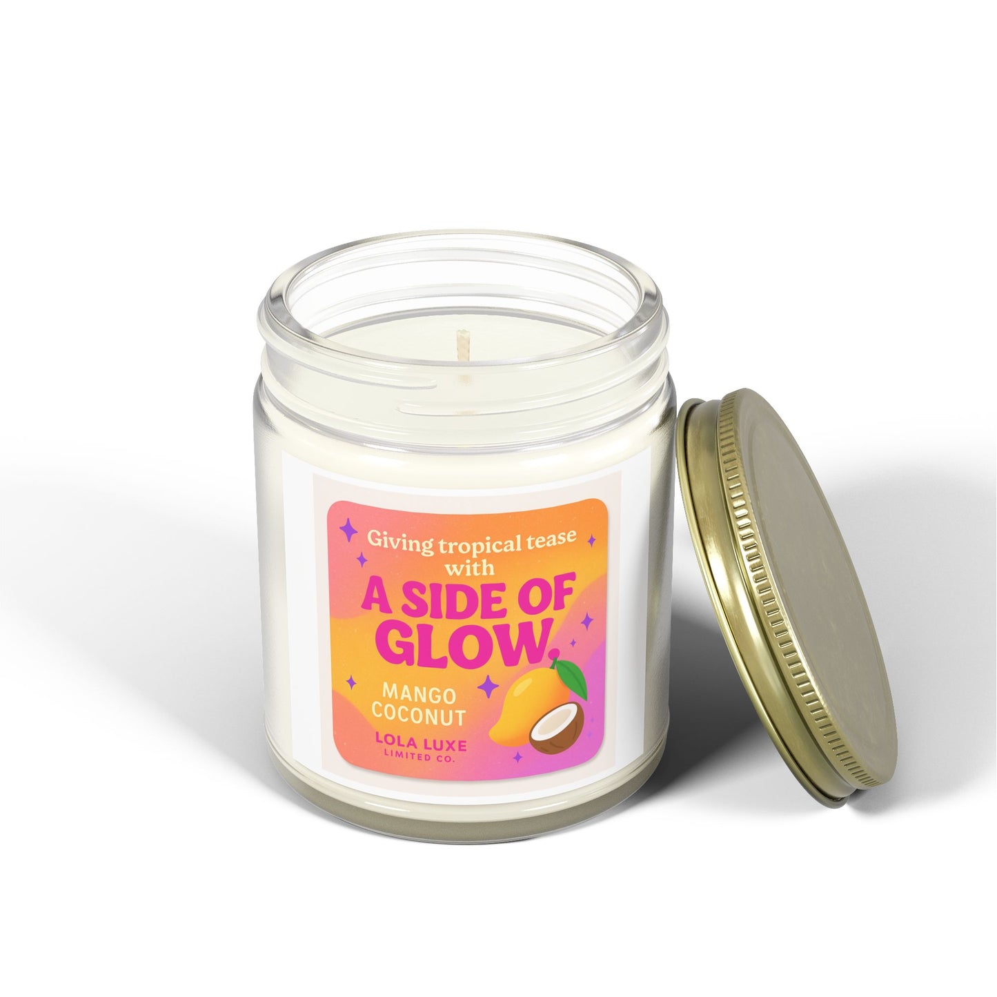 Mango Coconut Scented Candles, Coconut Apricot Wax (4oz, 9oz)