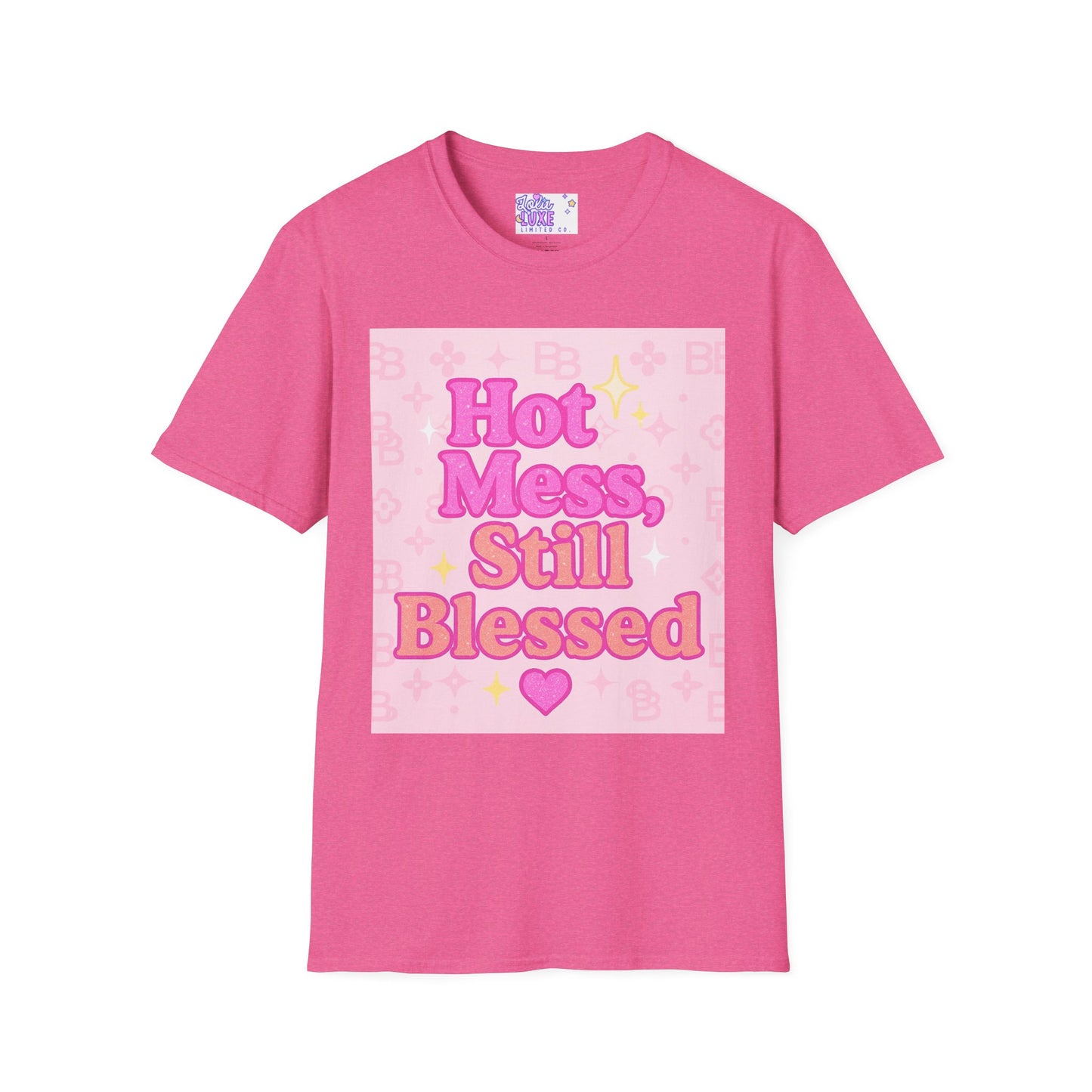Hot Mess Still Blessed Unisex Softstyle Glam Tee - Fun & Comfortable Casual Wear