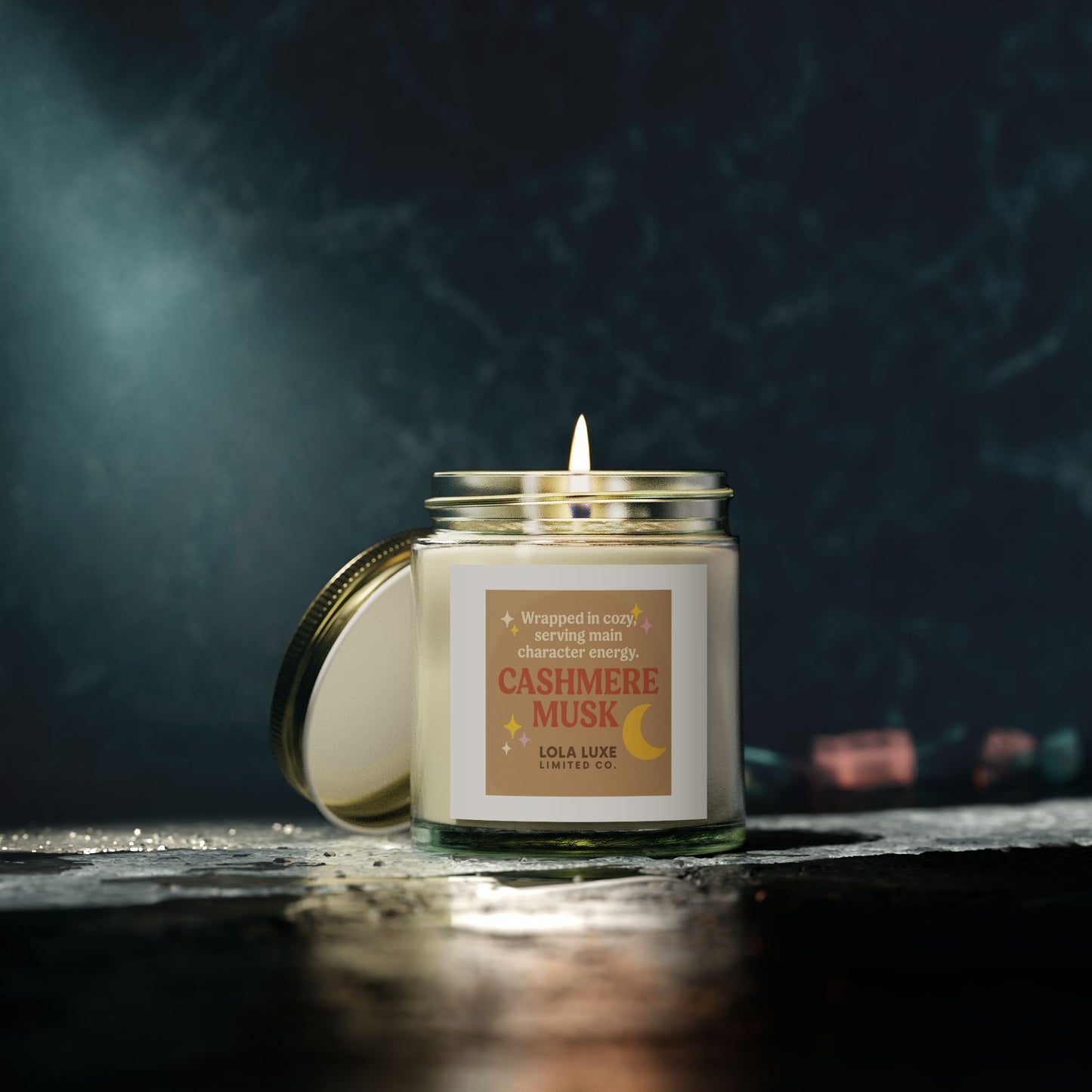 Cashmere Musk Scented Candles, Coconut Apricot Wax (4oz, 9oz)