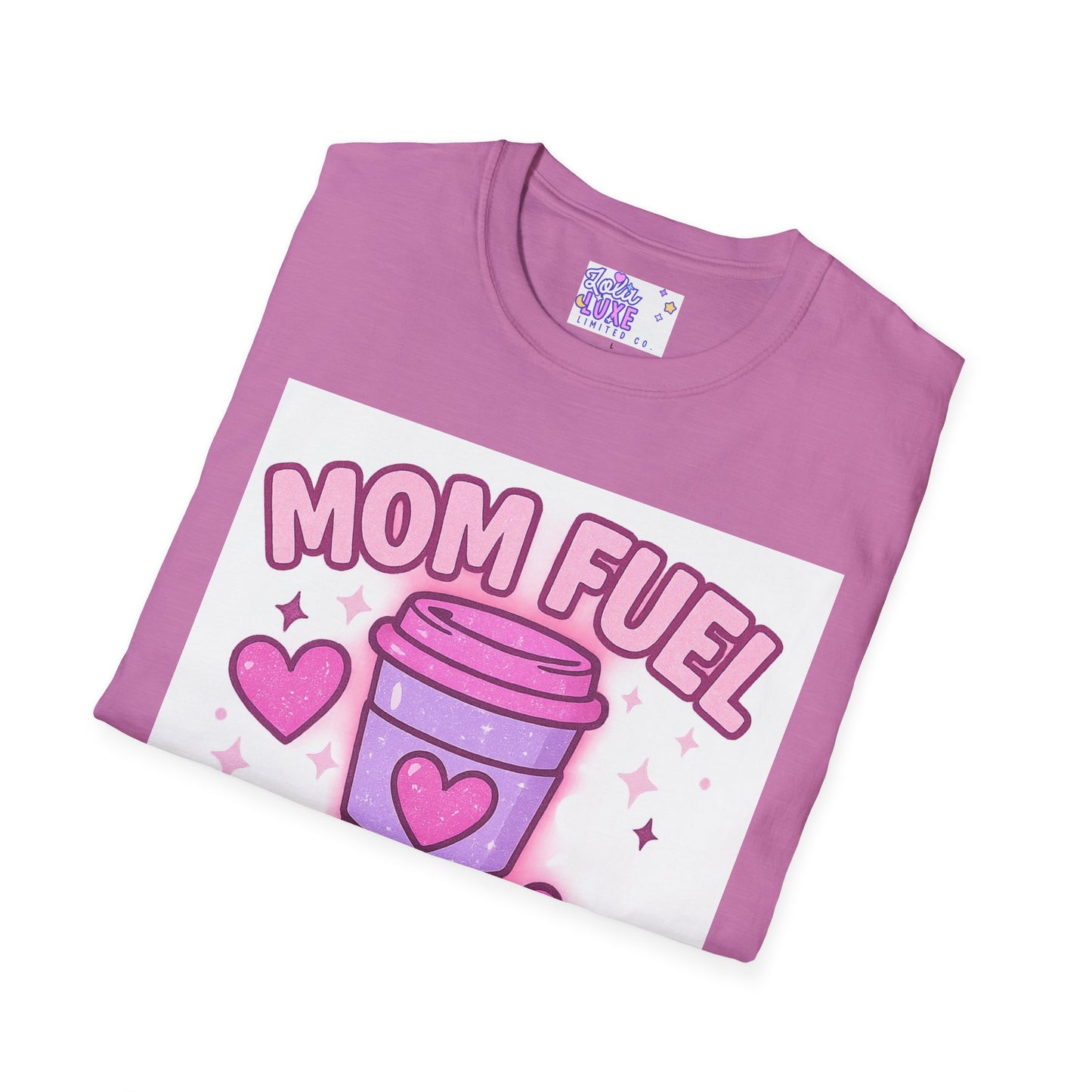 Mom Fuel T-Shirt - Coffee, Chaos & Cuddles - Fun Unisex Softstyle Glam Tee