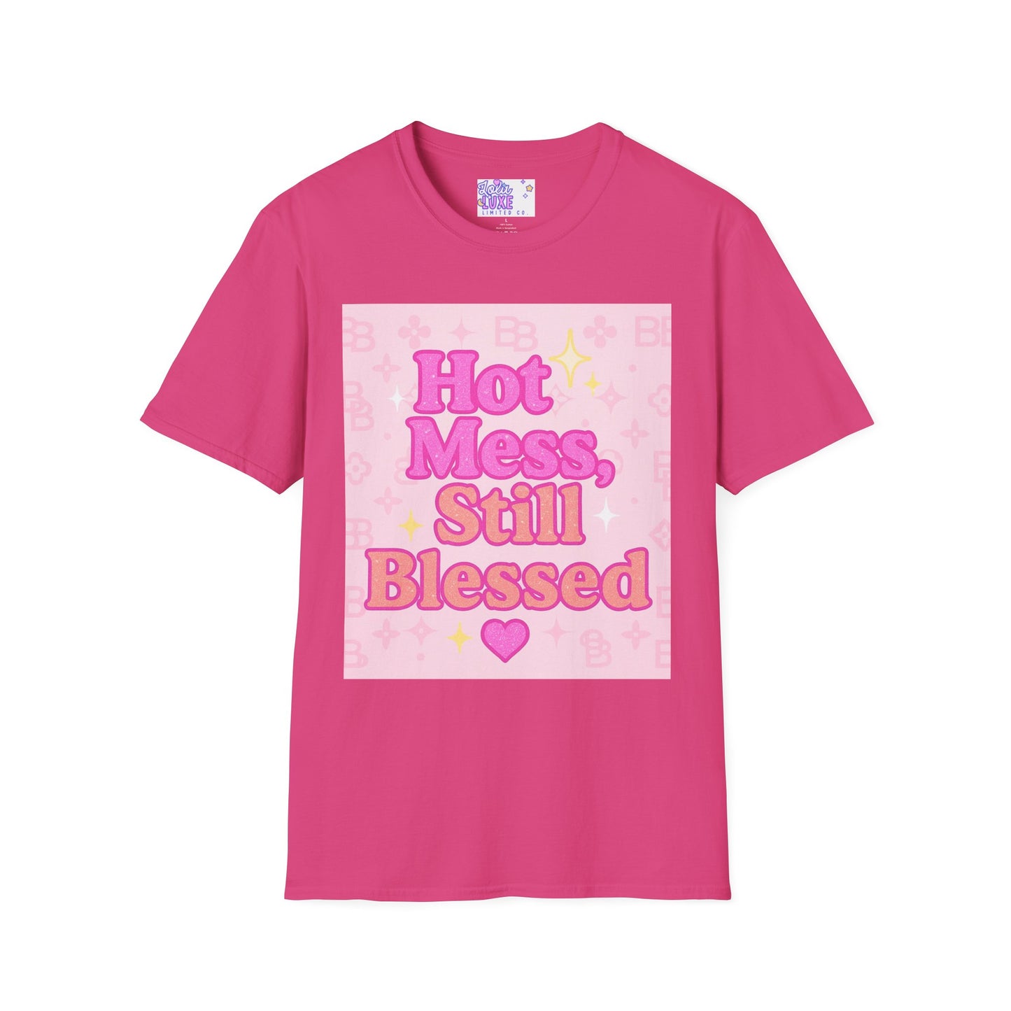 Hot Mess Still Blessed Unisex Softstyle Glam Tee - Fun & Comfortable Casual Wear