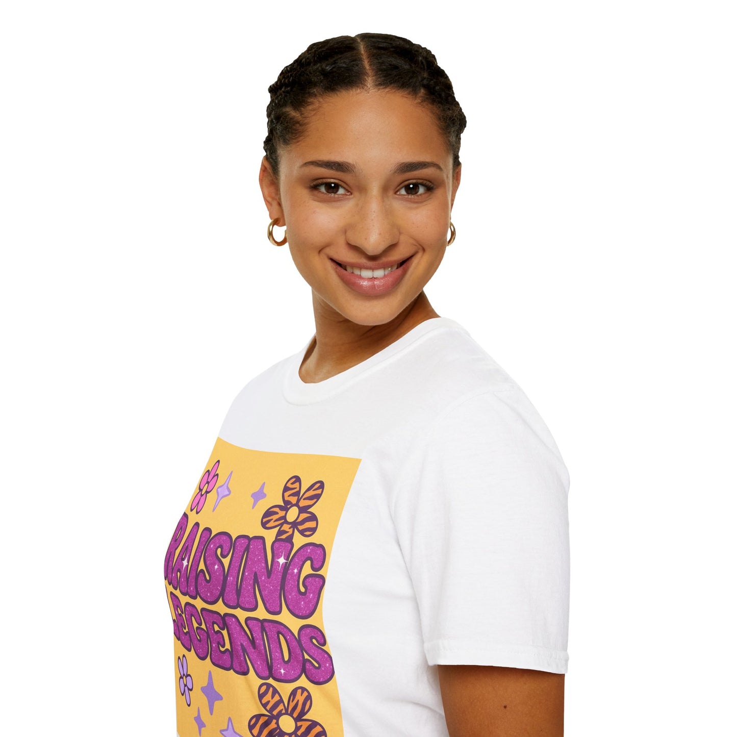 Raising Legends Unisex Softstyle T-Shirt - Vibrant Floral Design for Celebrations