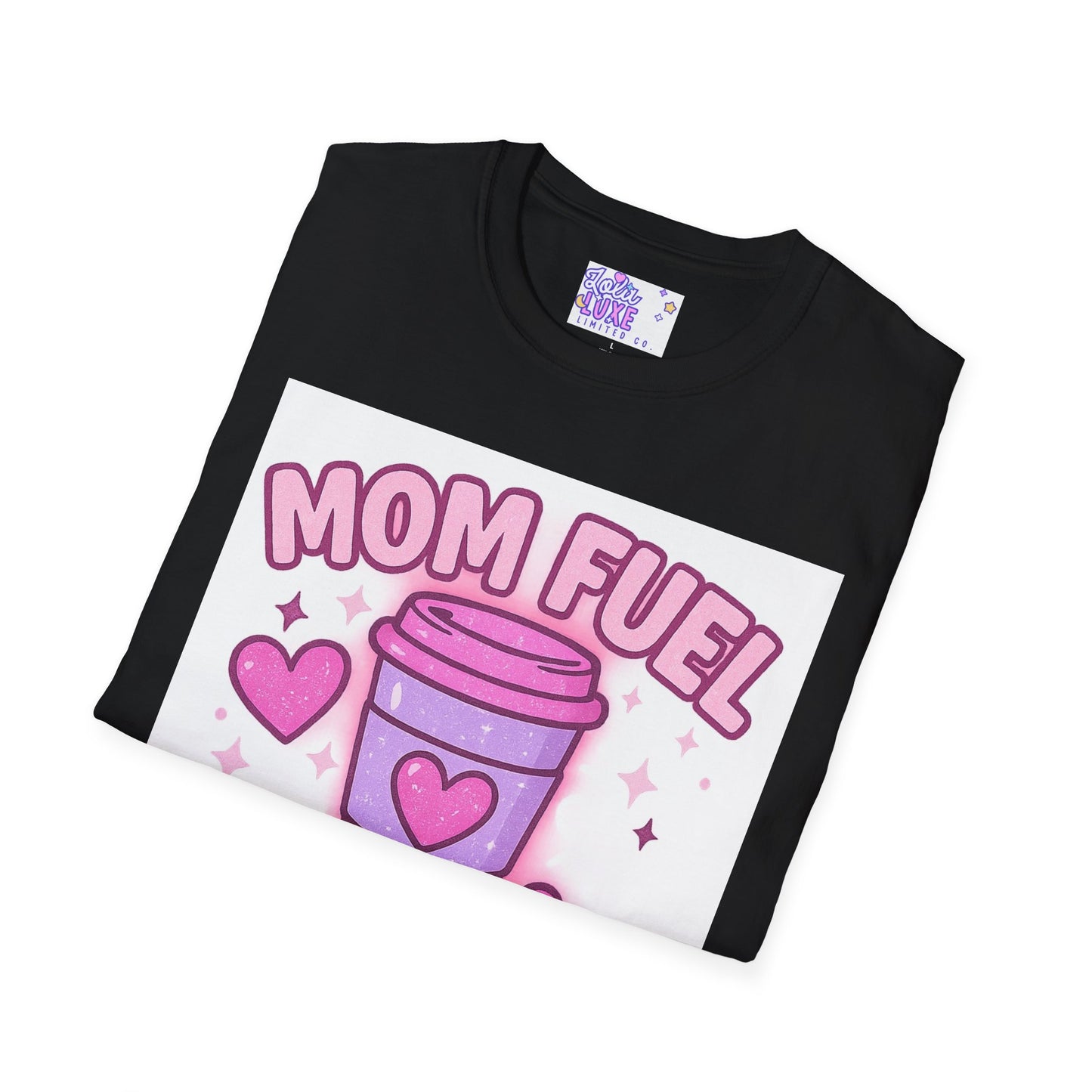 Mom Fuel T-Shirt - Coffee, Chaos & Cuddles - Fun Unisex Softstyle Glam Tee