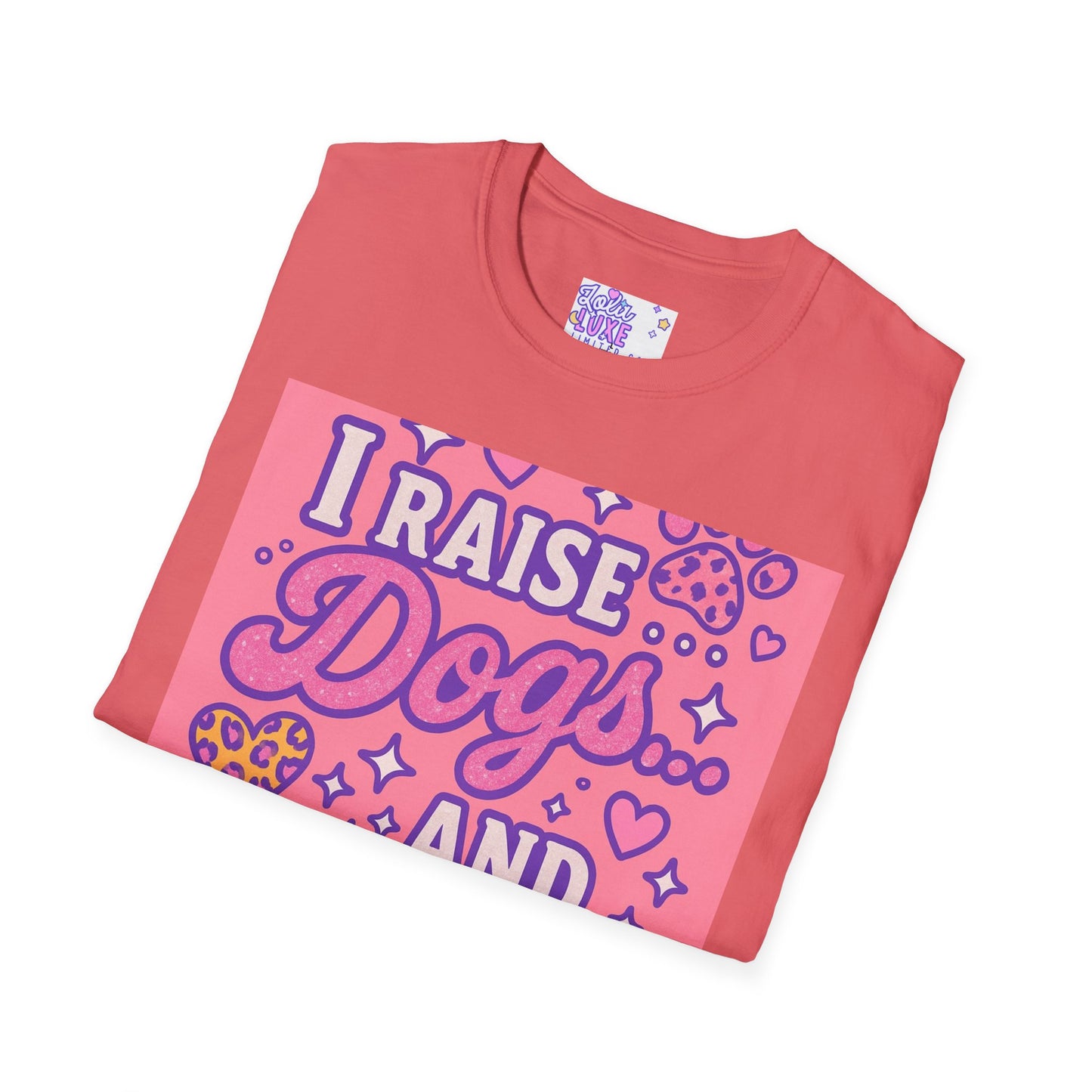 I Raise Dogs and Standards T-Shirt | Unisex Softstyle Glam Tee for Dog Lovers