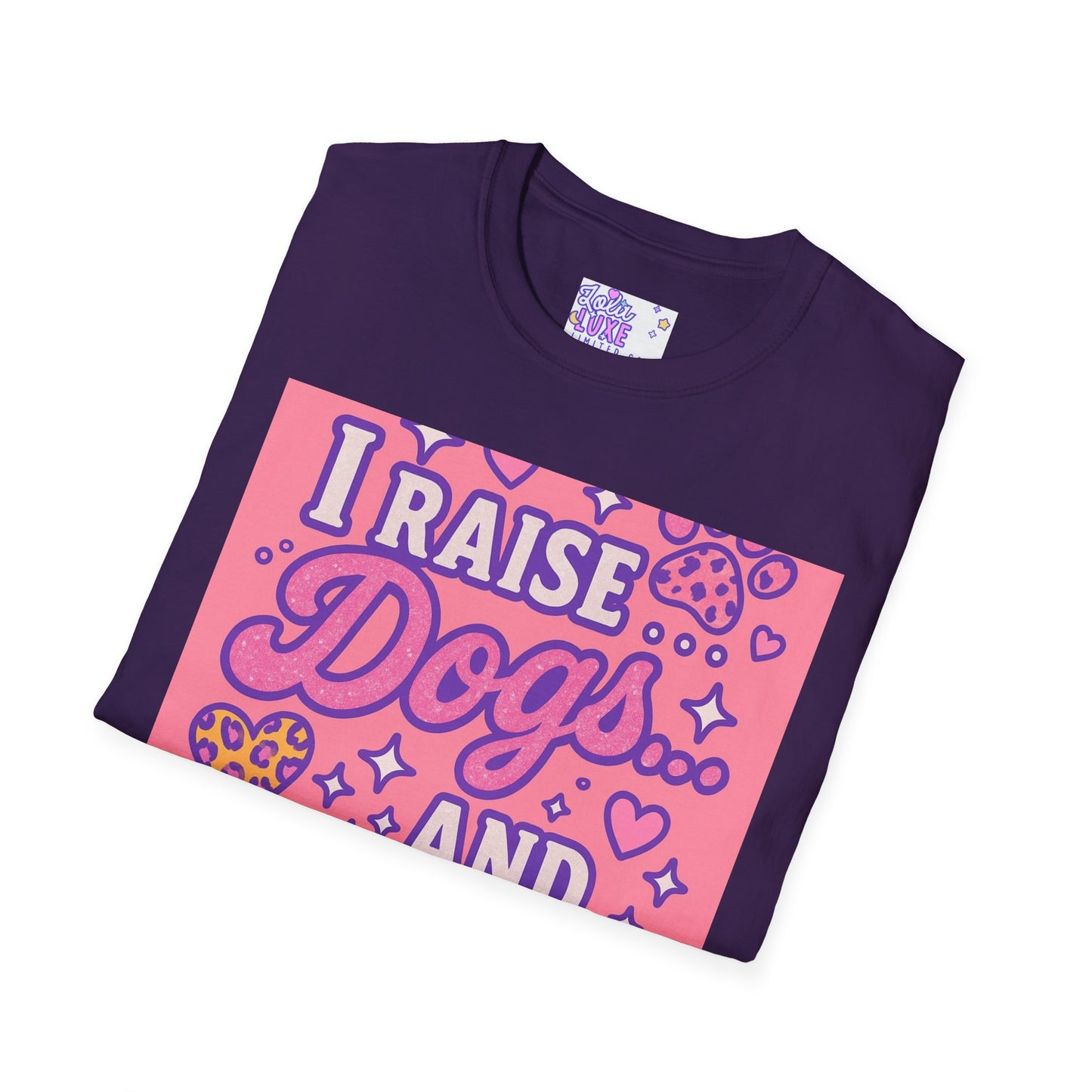 I Raise Dogs and Standards T-Shirt | Unisex Softstyle Glam Tee for Dog Lovers