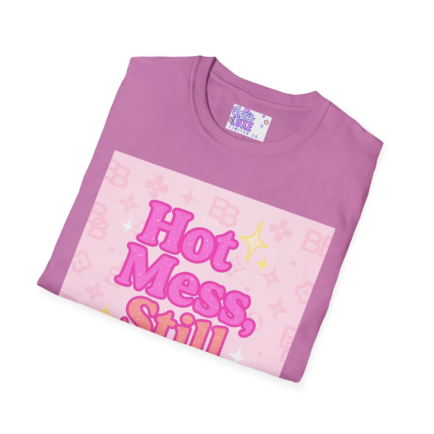Hot Mess Still Blessed Unisex Softstyle Glam Tee - Fun & Comfortable Casual Wear