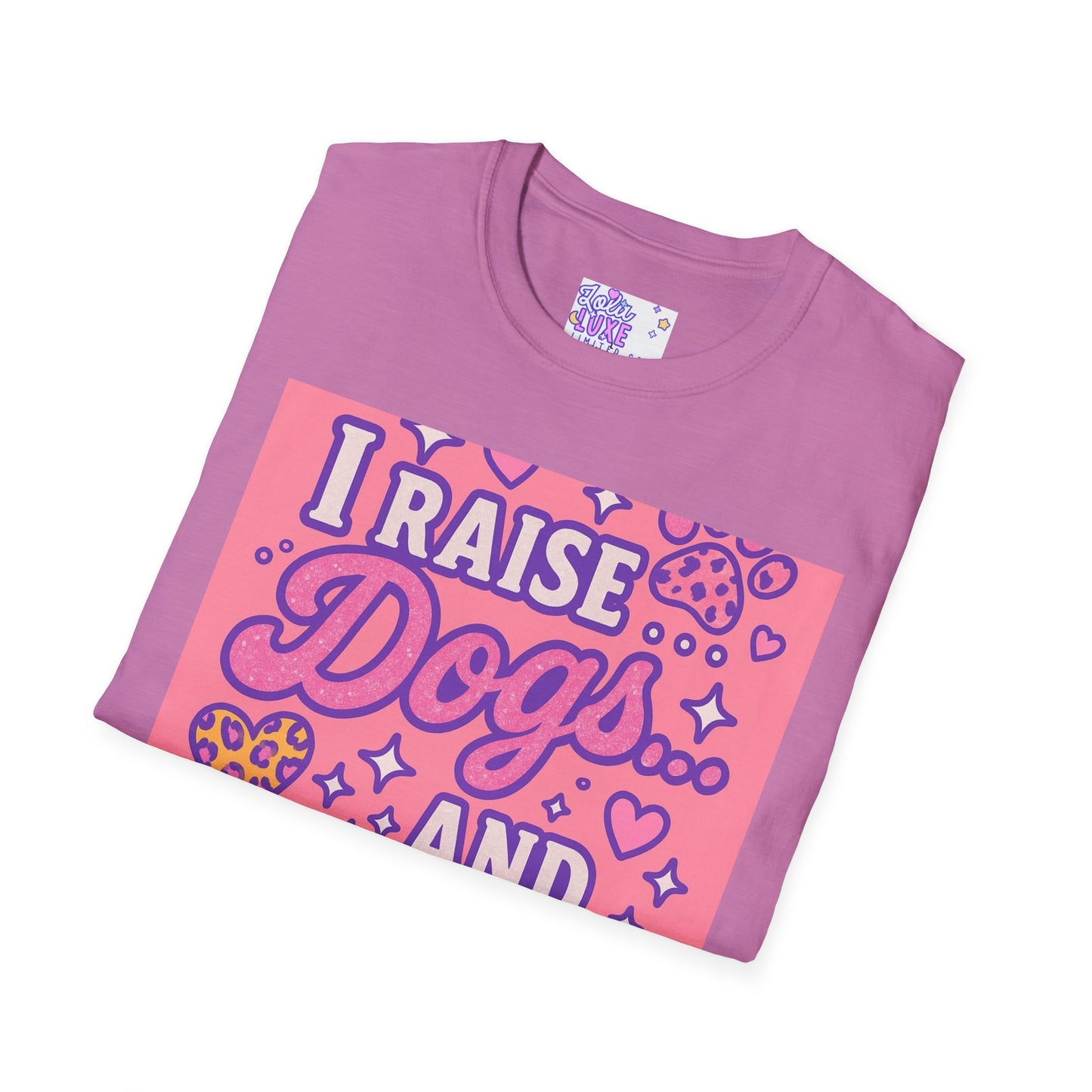 I Raise Dogs and Standards T-Shirt | Unisex Softstyle Glam Tee for Dog Lovers