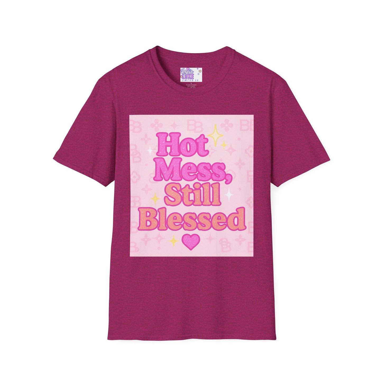 Hot Mess Still Blessed Unisex Softstyle Glam Tee - Fun & Comfortable Casual Wear