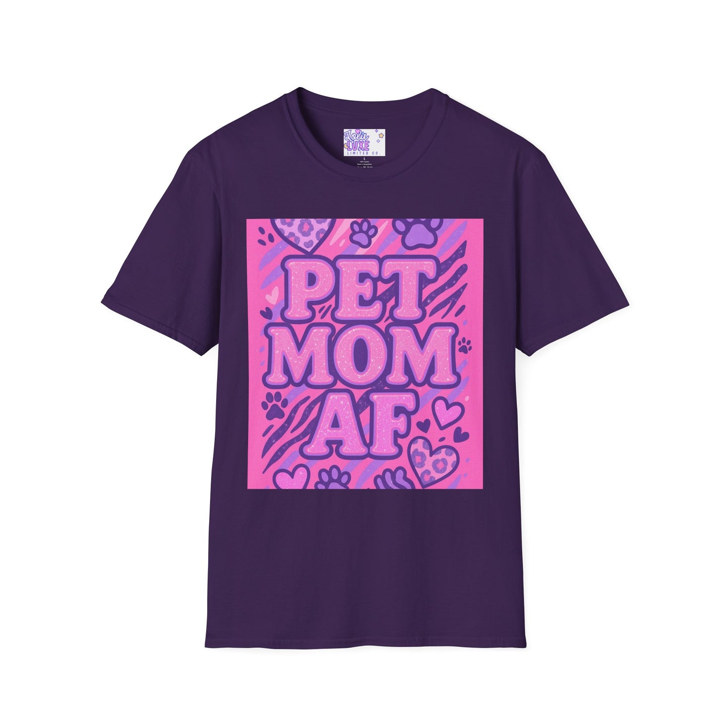 Pet Mom AF Unisex Softstyle Glam Tee - Cute Animal Lover Gift