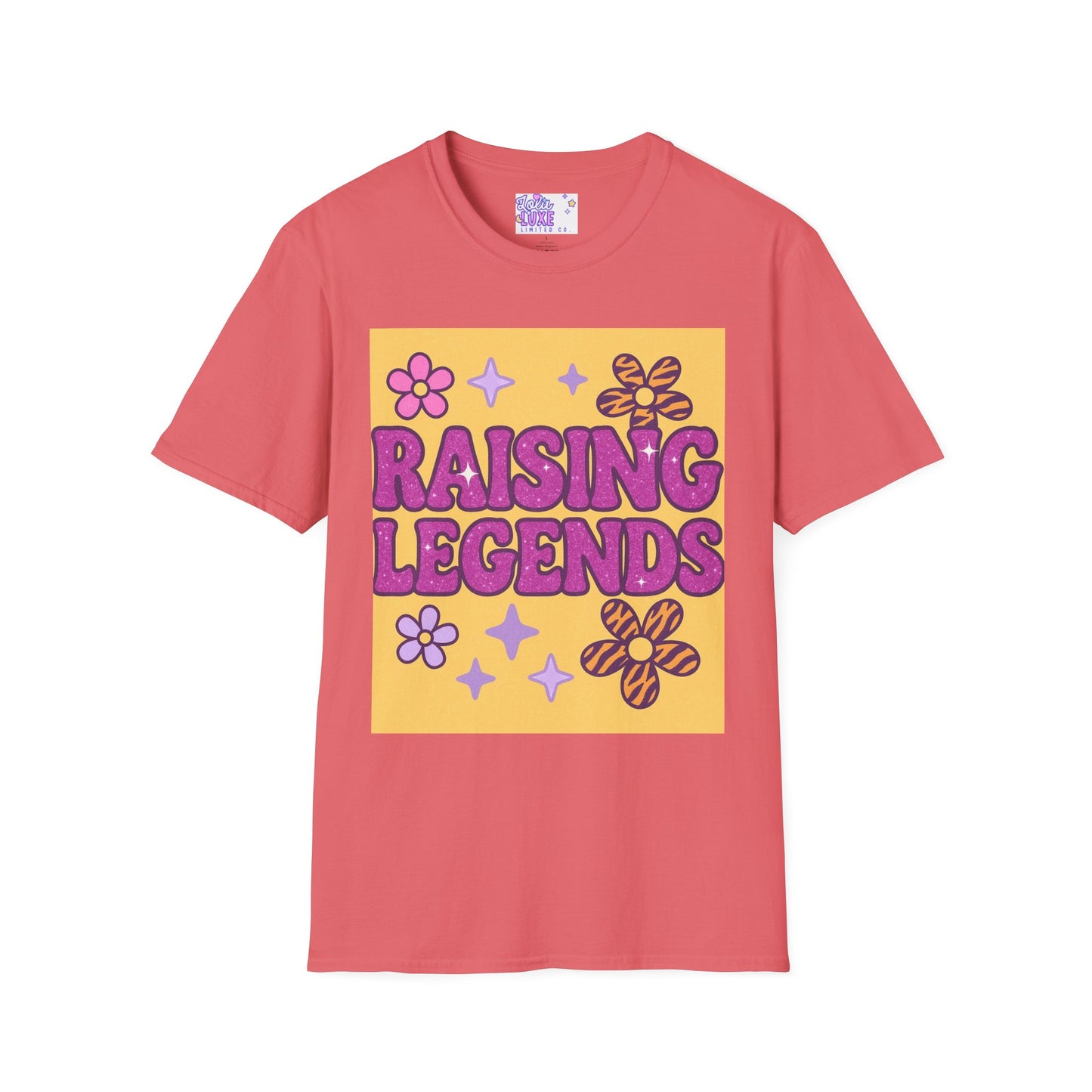 Raising Legends Unisex Softstyle T-Shirt - Vibrant Floral Design for Celebrations