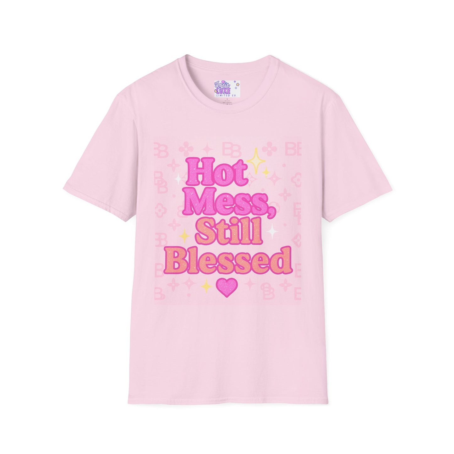 Hot Mess Still Blessed Unisex Softstyle Glam Tee - Fun & Comfortable Casual Wear