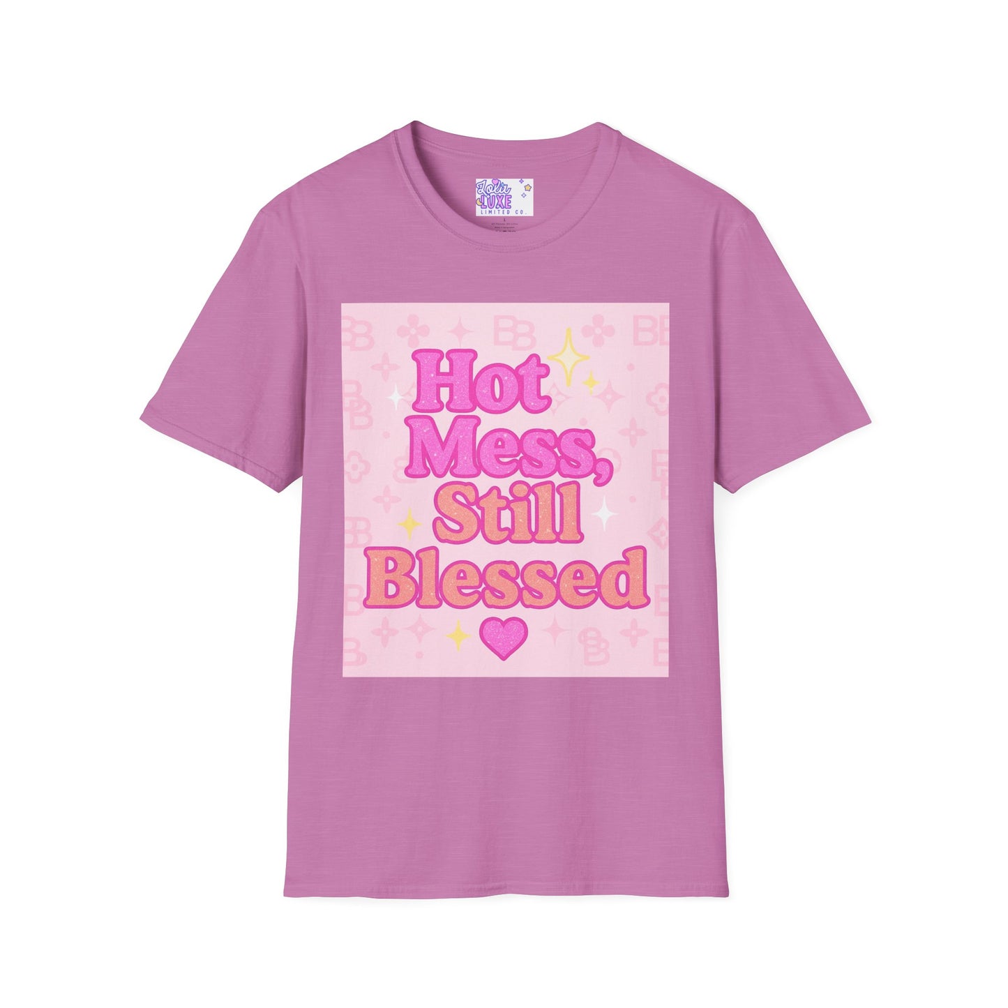 Hot Mess Still Blessed Unisex Softstyle Glam Tee - Fun & Comfortable Casual Wear